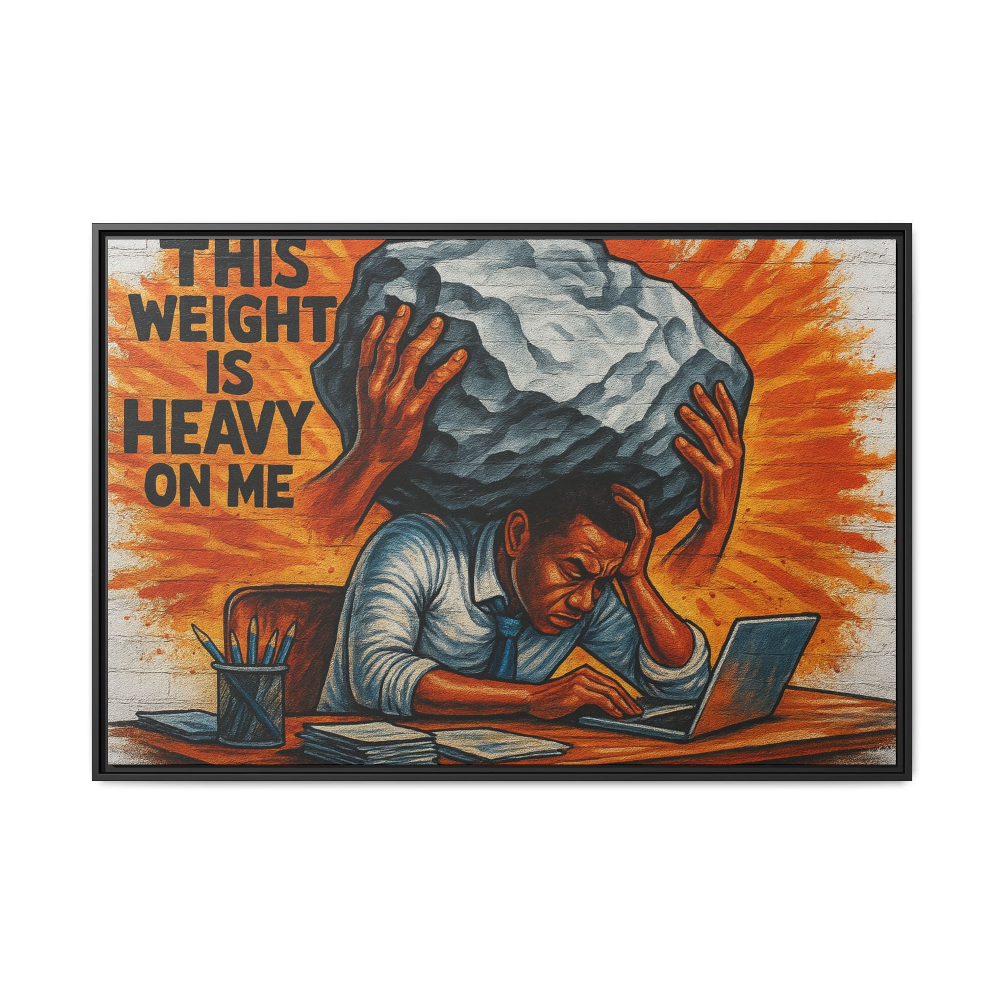 Framed Canvas Art, Stress Relief Decor, Office Wall Art, Motivational Artwork, Unique Gift for Home or Office