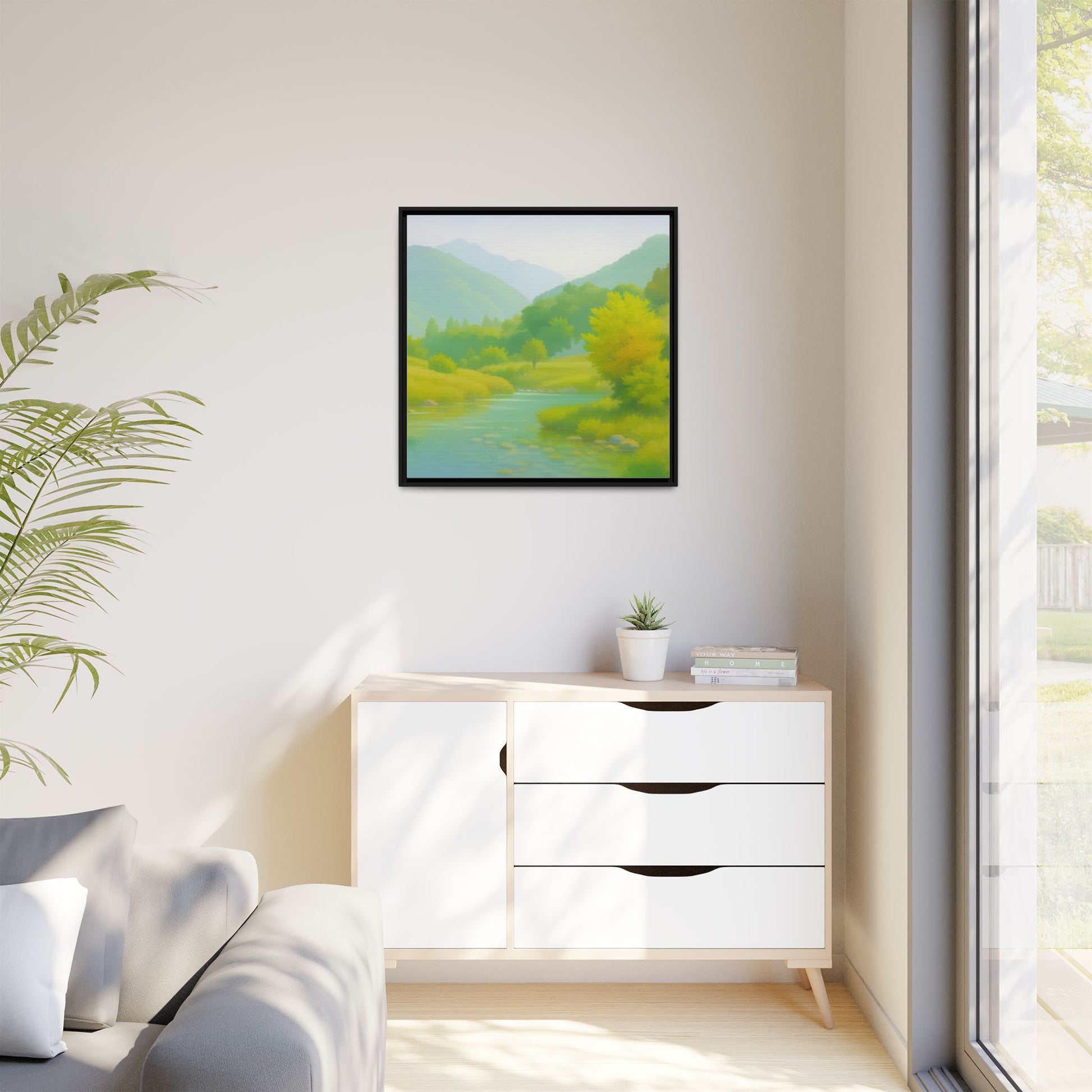 Calming River Green Landscape