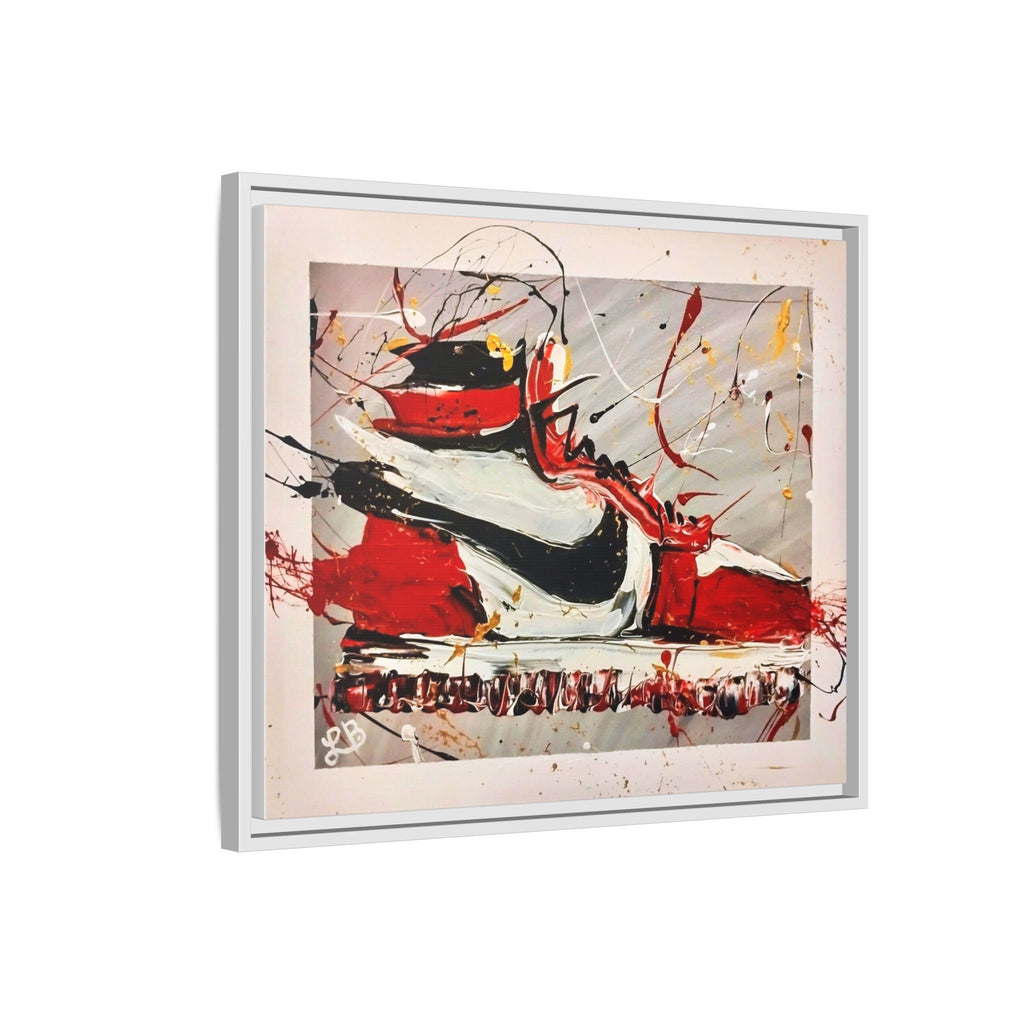 Abstract Red, White, and Black Sneaker