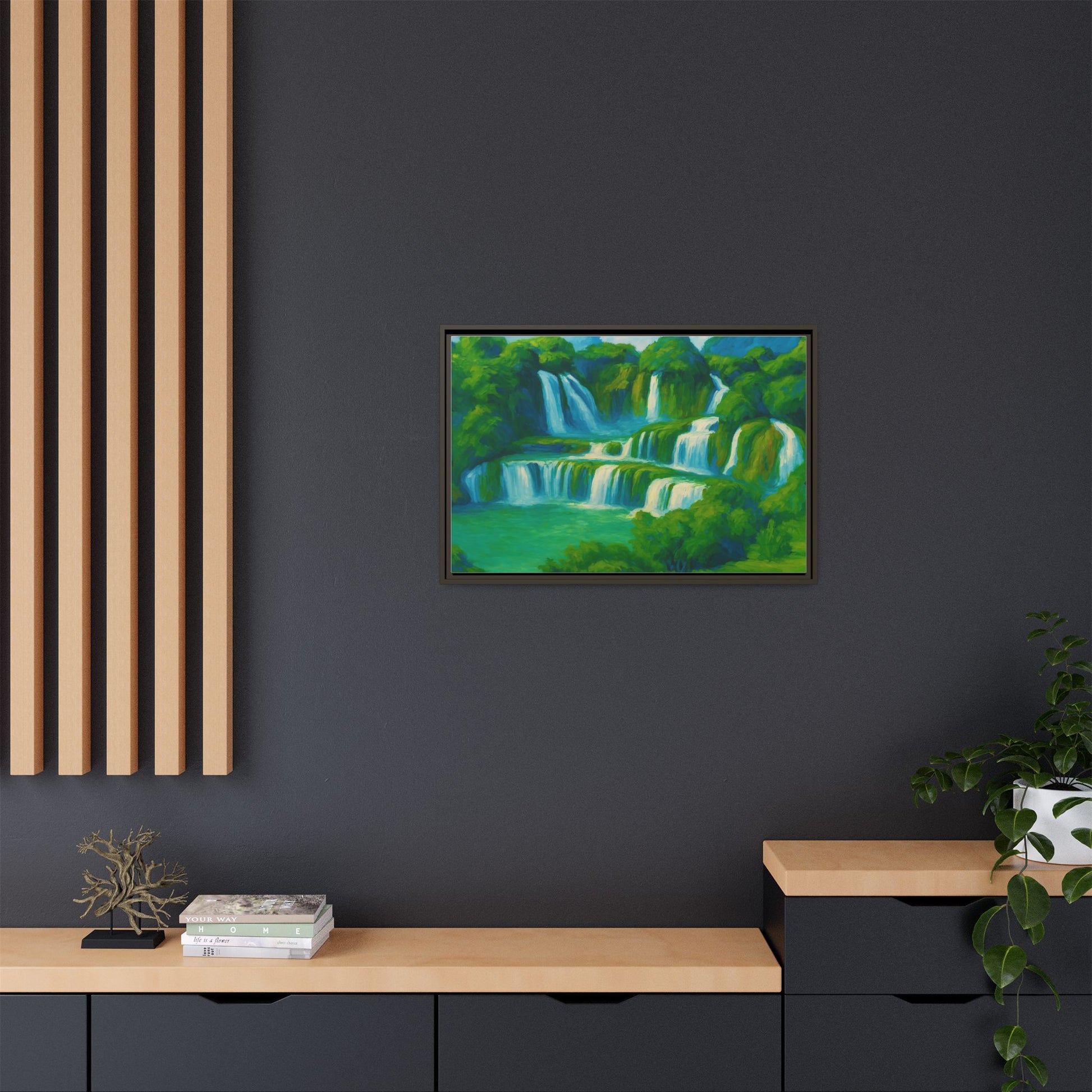 Green Serene Waterfall