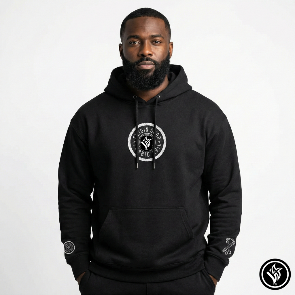 Emblem Enjoin Good X Forbid Evil — Black Hoodie