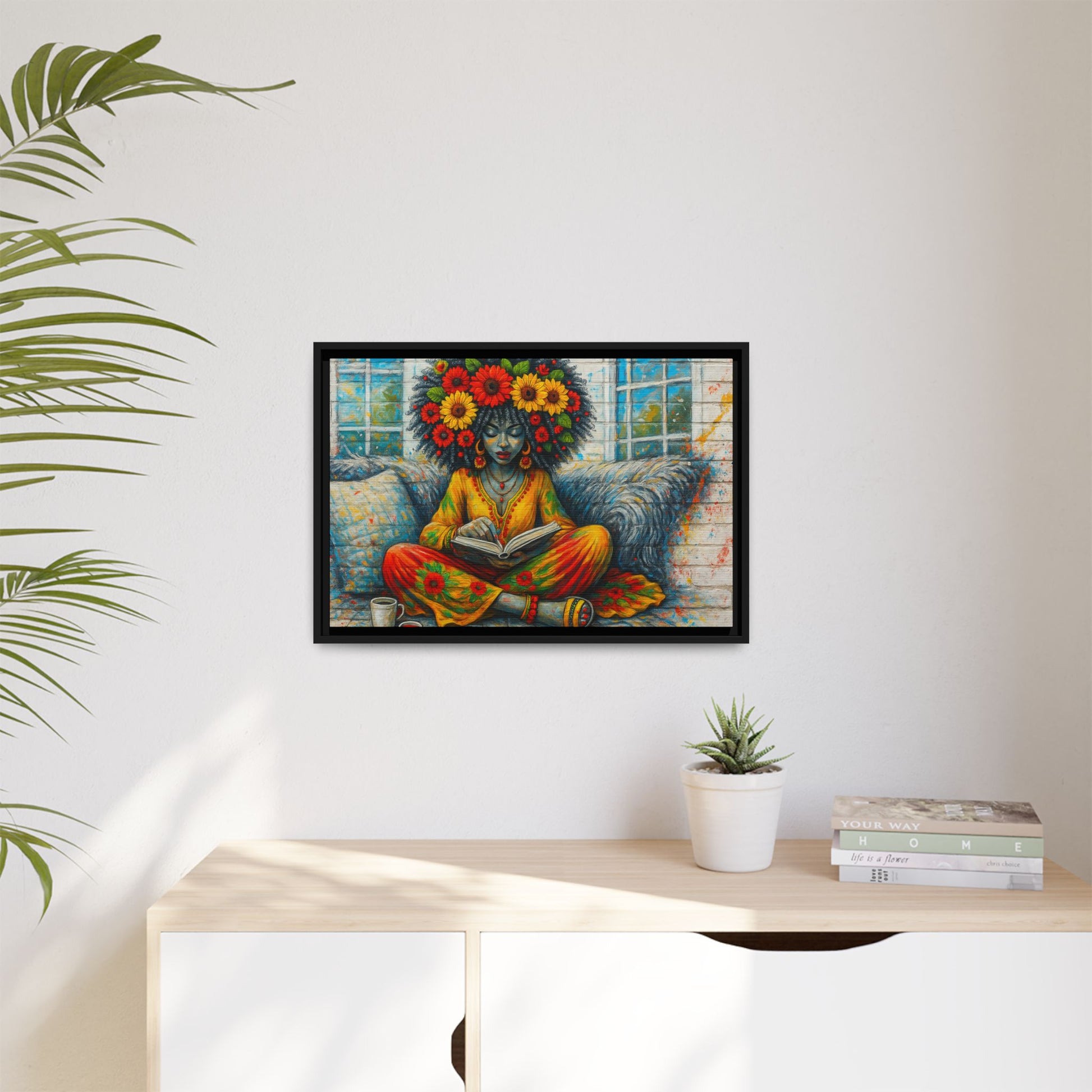 Colorful Flower Reading Girl
