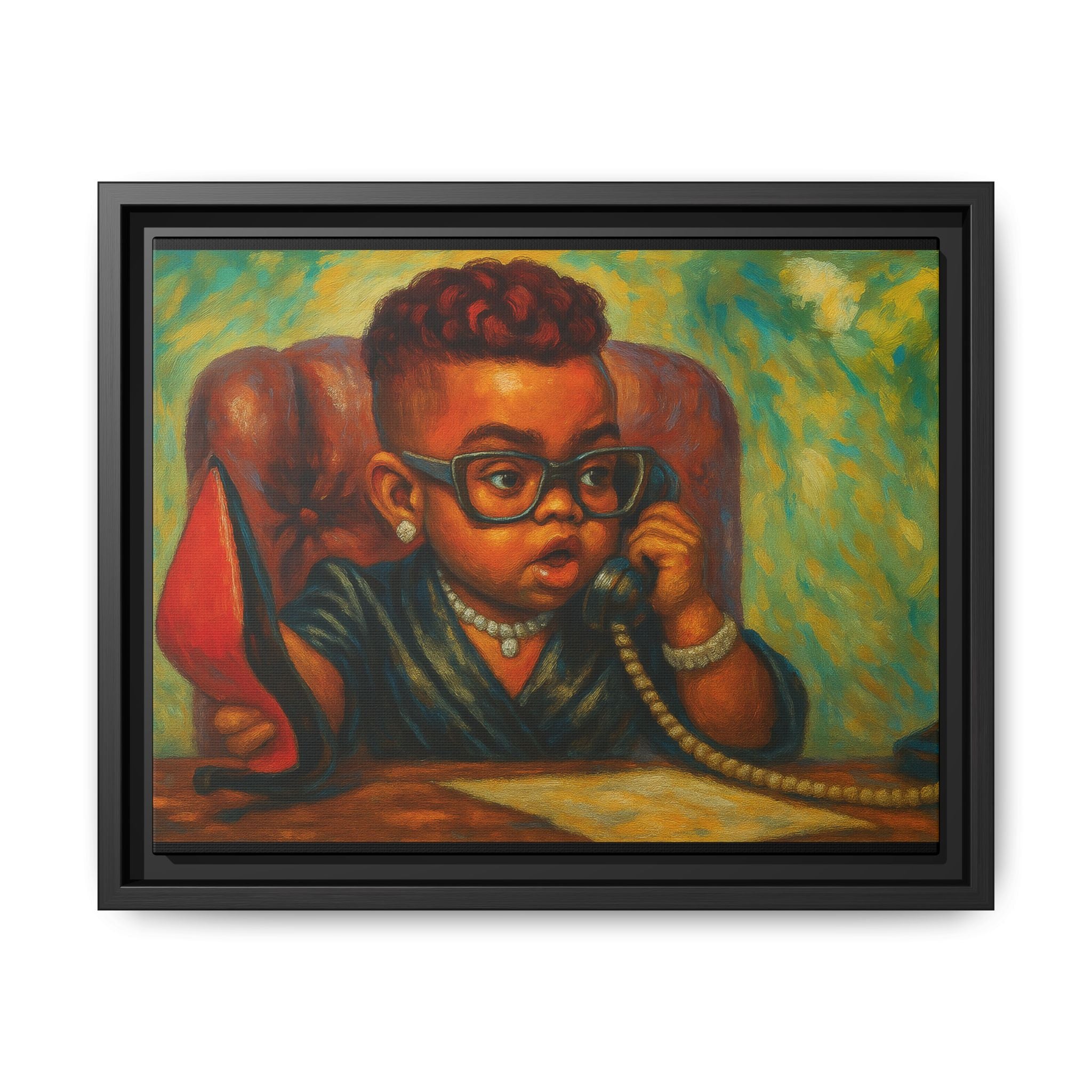 Framed Art Print: Stylish Office Decor for Home or Studio, Wall Art, Colorful Portrait, Vintage Vibe, Creative Gift Idea