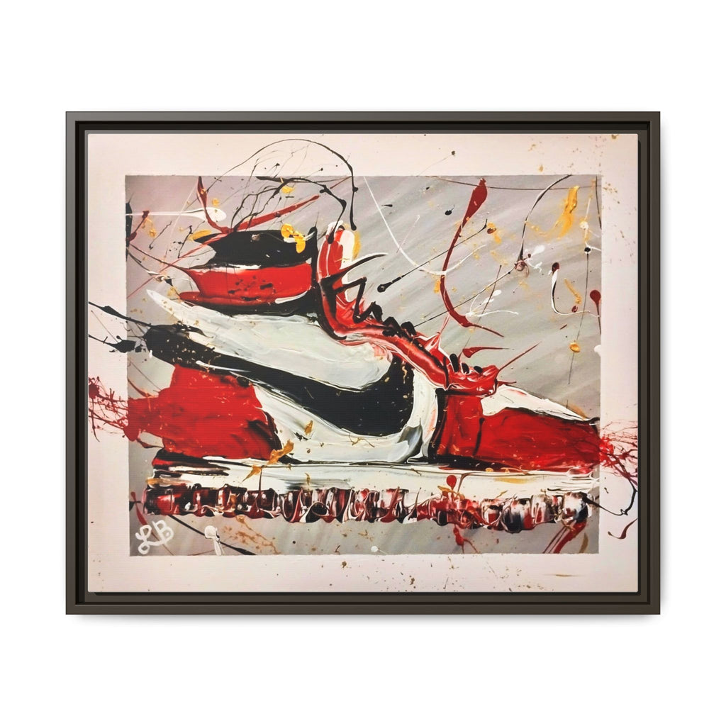 Abstract Red, White, and Black Sneaker