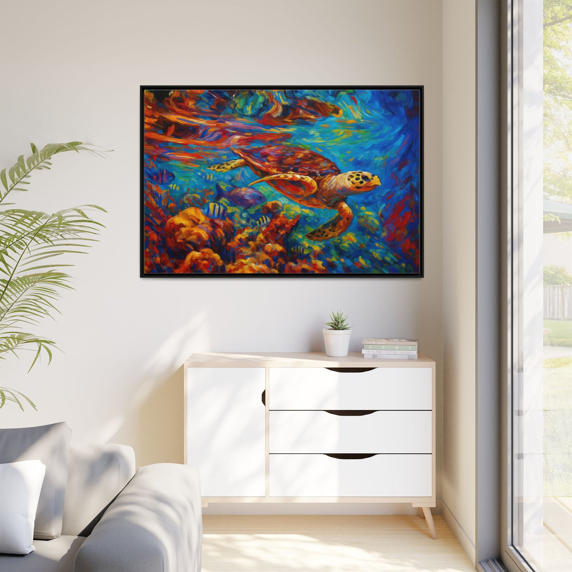 Vibrant Sea Turtle Swimming