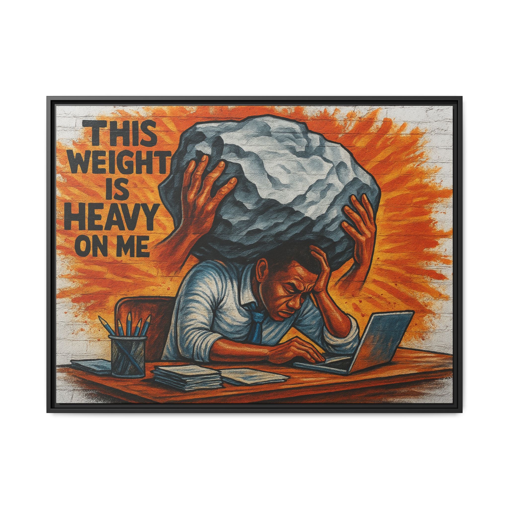 Framed Canvas Art, Stress Relief Decor, Office Wall Art, Motivational Artwork, Unique Gift for Home or Office