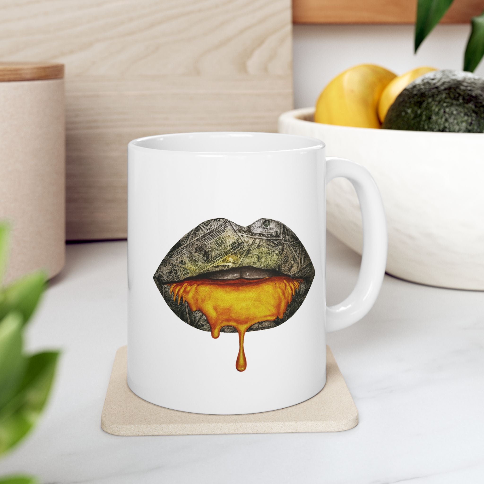 Gold Drip Lips Ceramic Mug | 11oz & 15oz