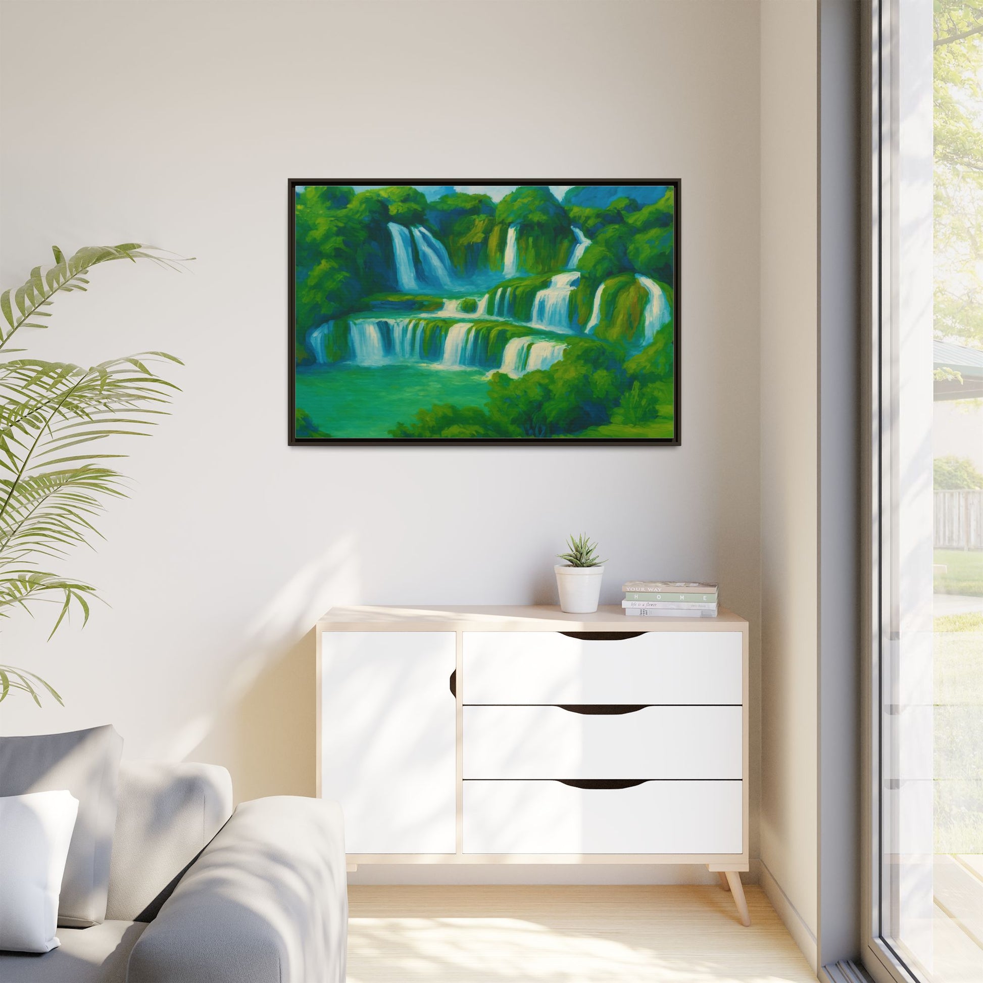 Green Serene Waterfall