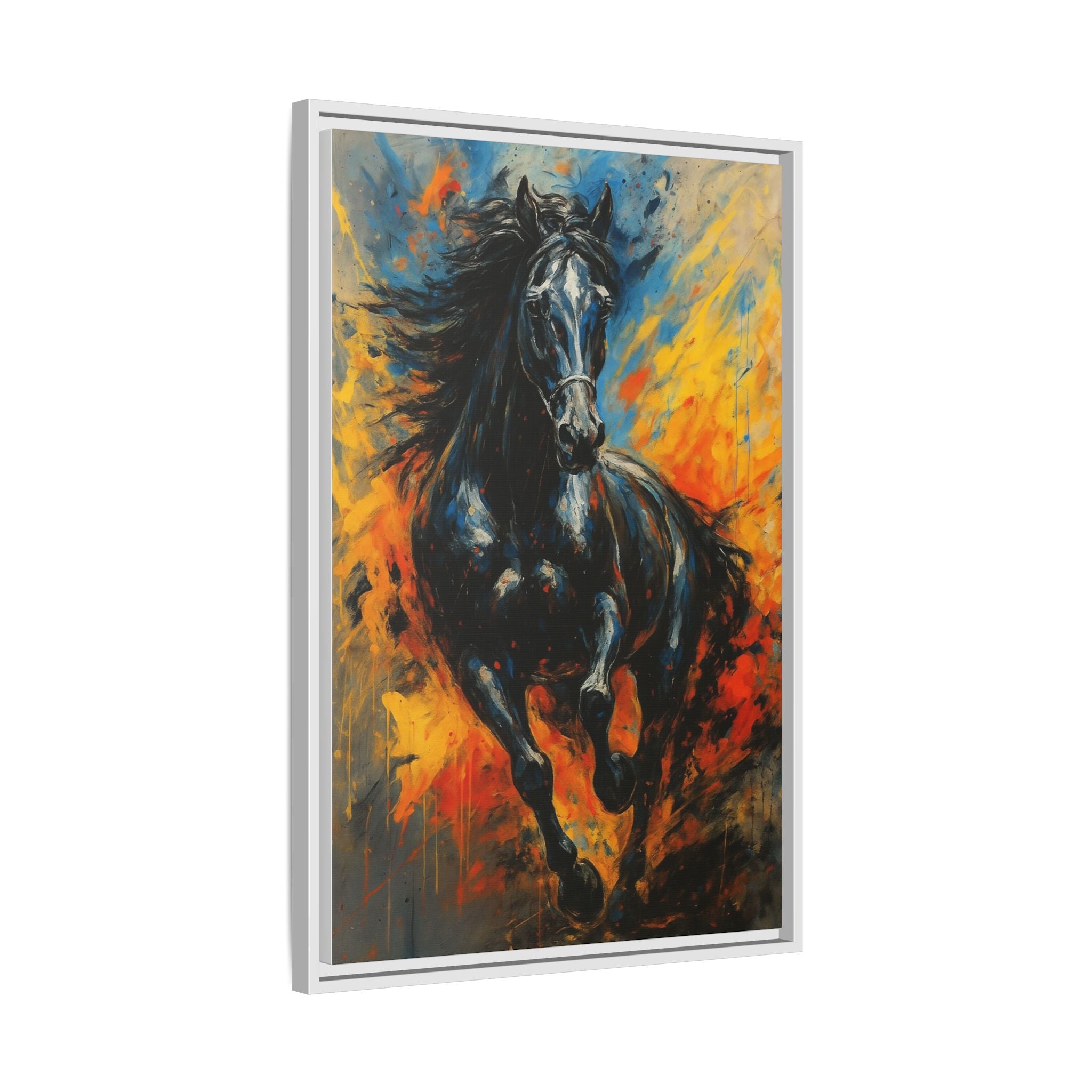 Galloping Black Stallion