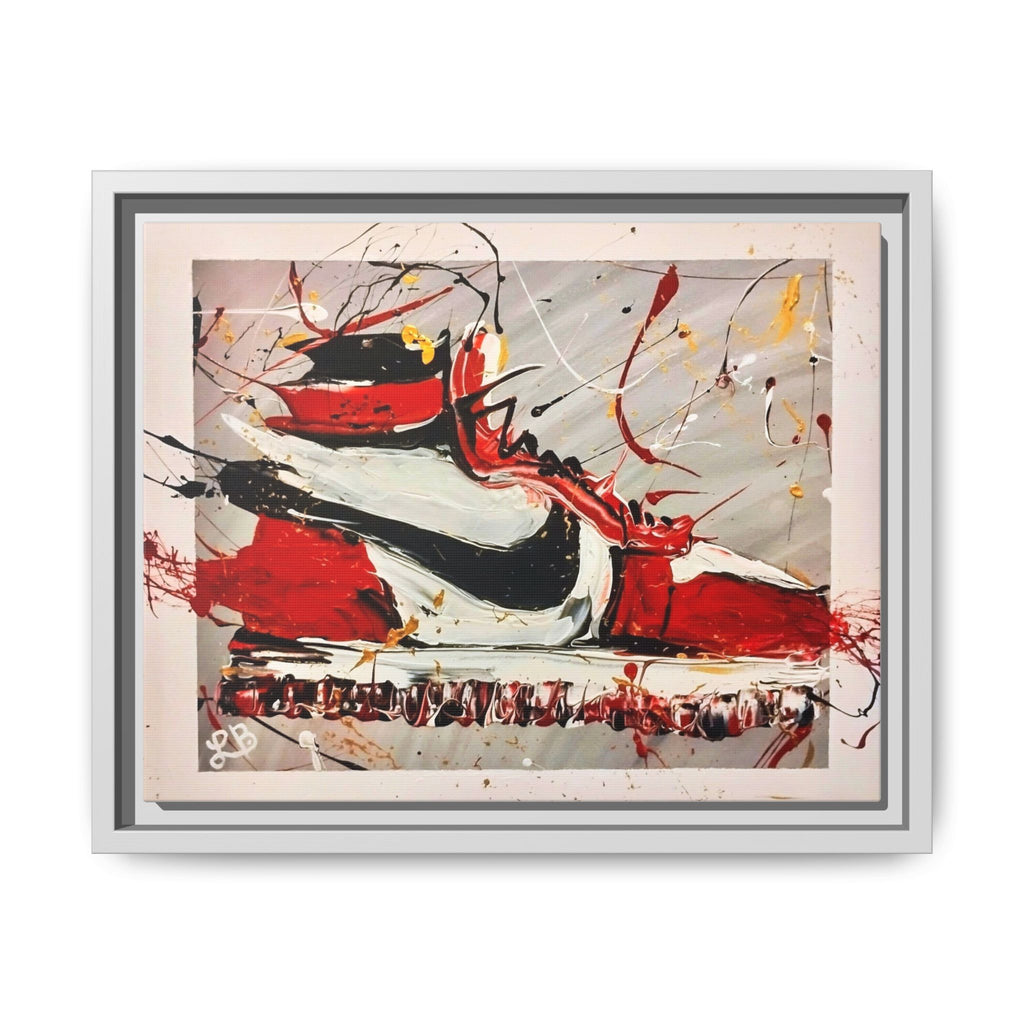 Abstract Red, White, and Black Sneaker