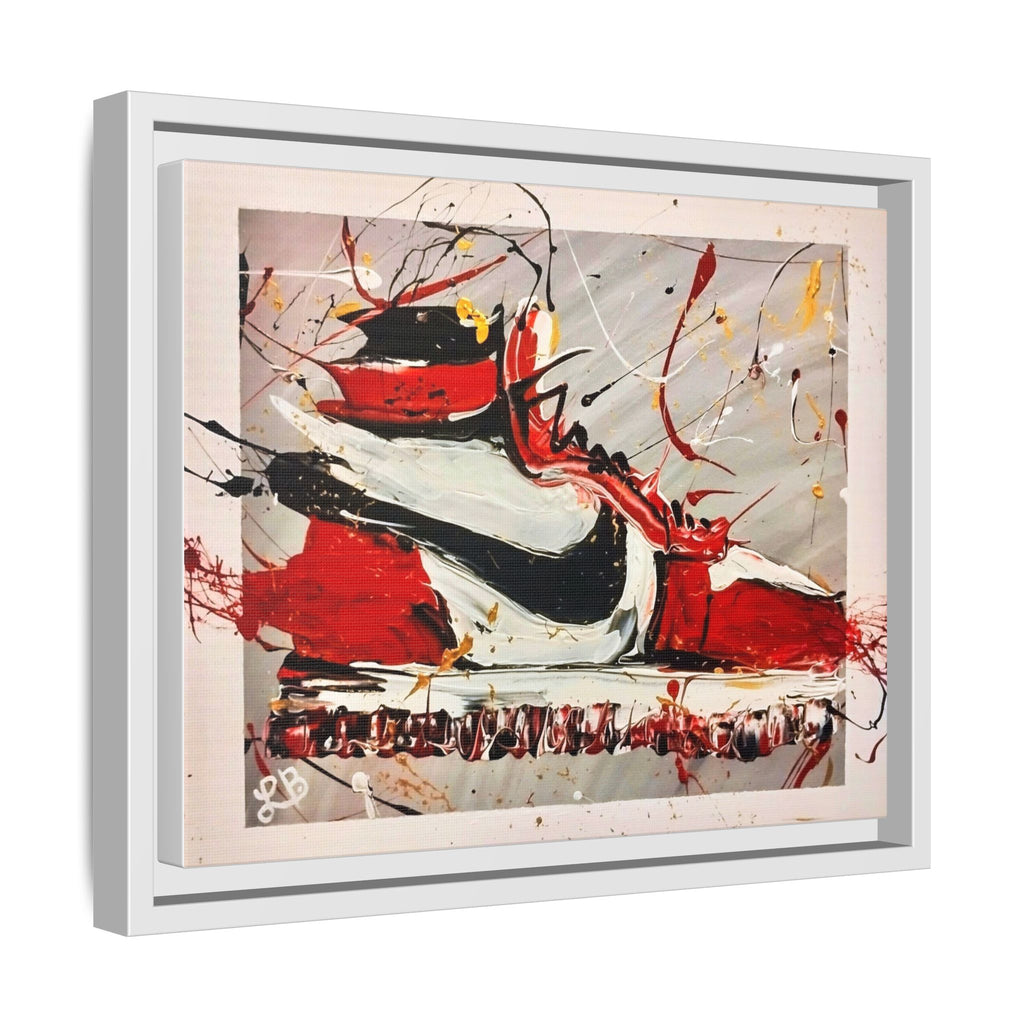 Abstract Red, White, and Black Sneaker