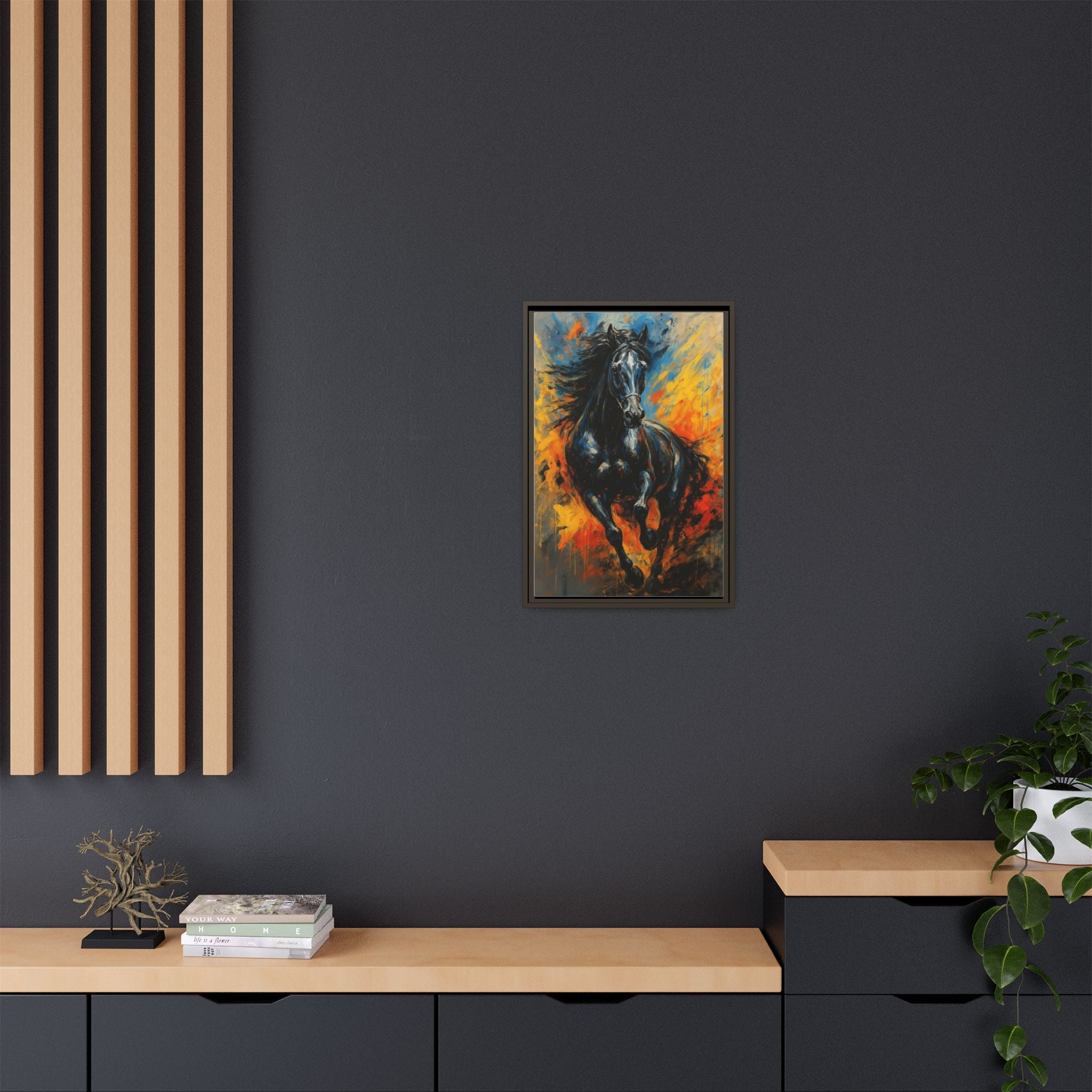 Galloping Black Stallion