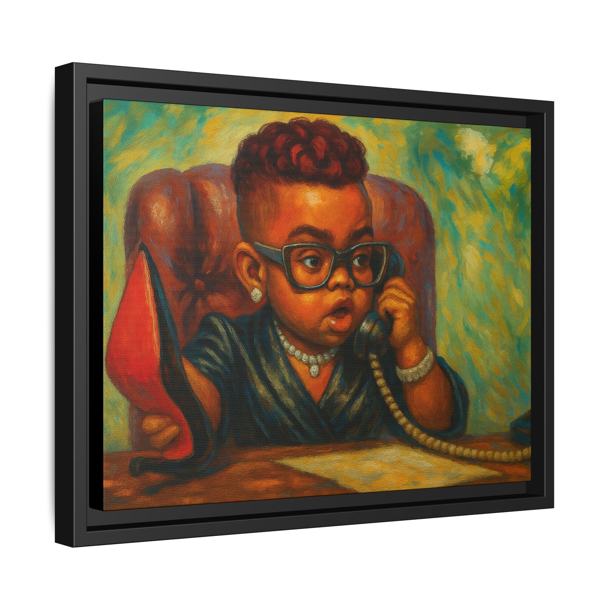 Framed Art Print: Stylish Office Decor for Home or Studio, Wall Art, Colorful Portrait, Vintage Vibe, Creative Gift Idea