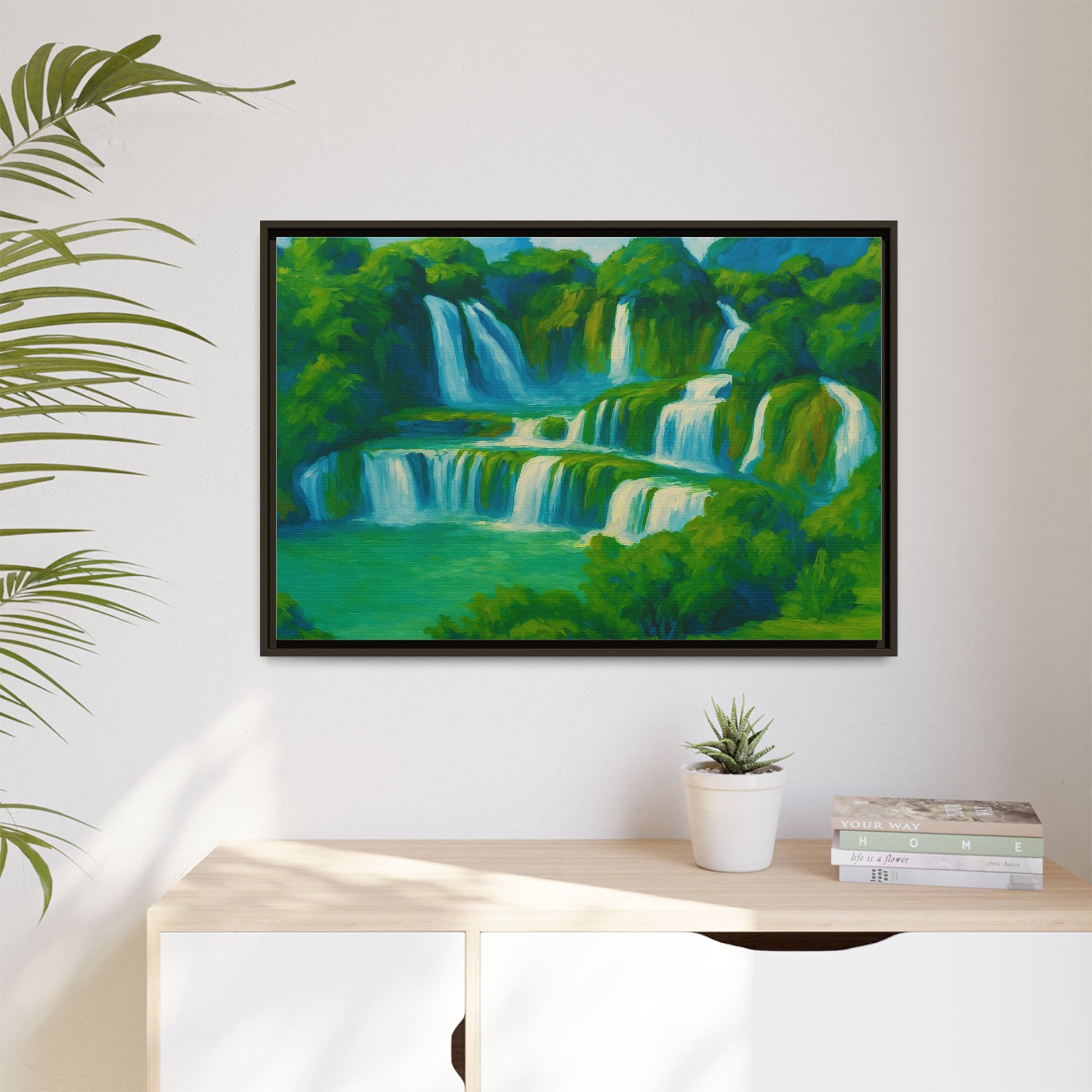 Green Serene Waterfall
