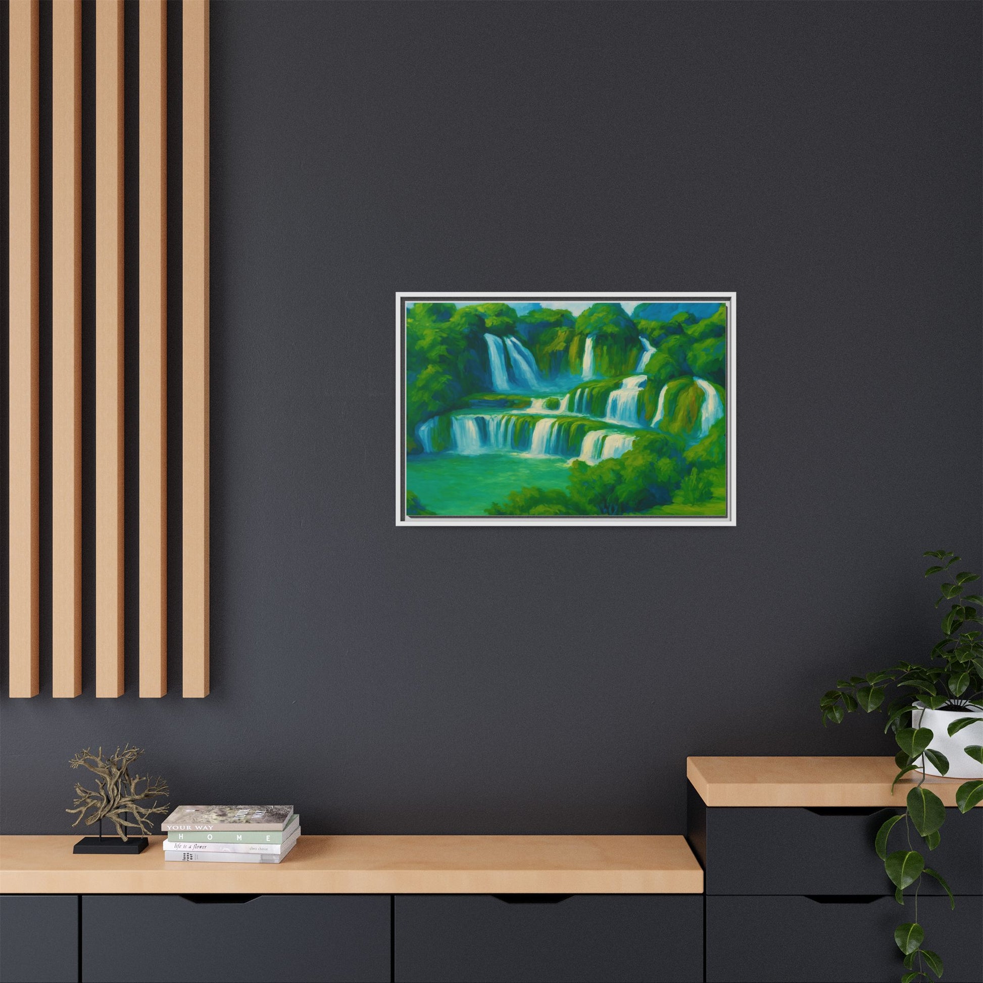 Green Serene Waterfall