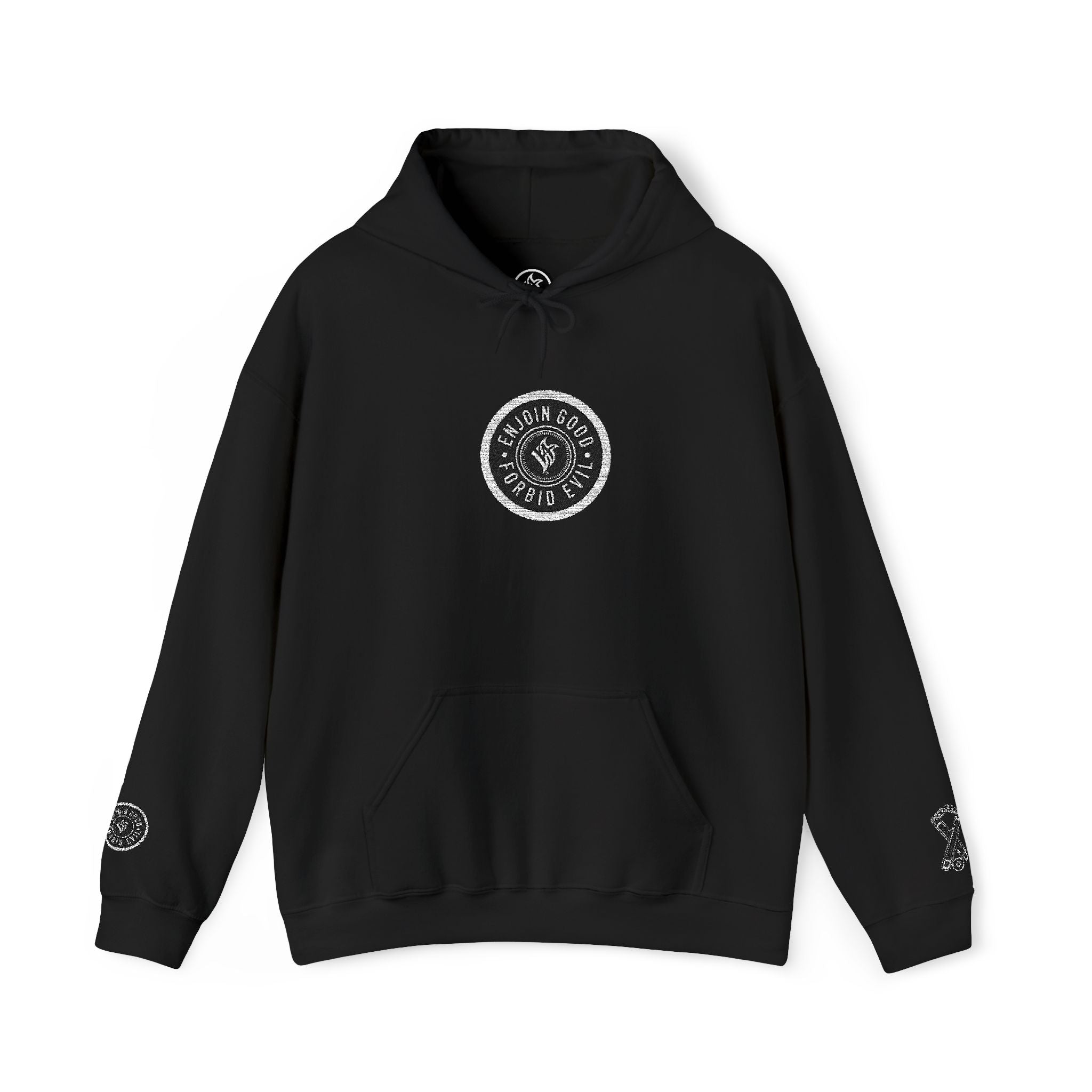 Emblem Enjoin Good X Forbid Evil — Black Hoodie