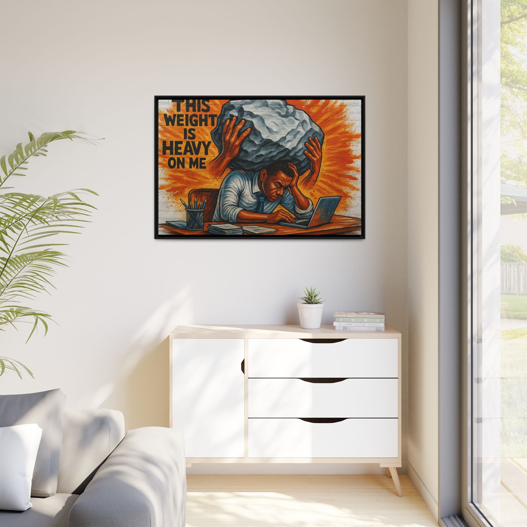 Framed Canvas Art, Stress Relief Decor, Office Wall Art, Motivational Artwork, Unique Gift for Home or Office