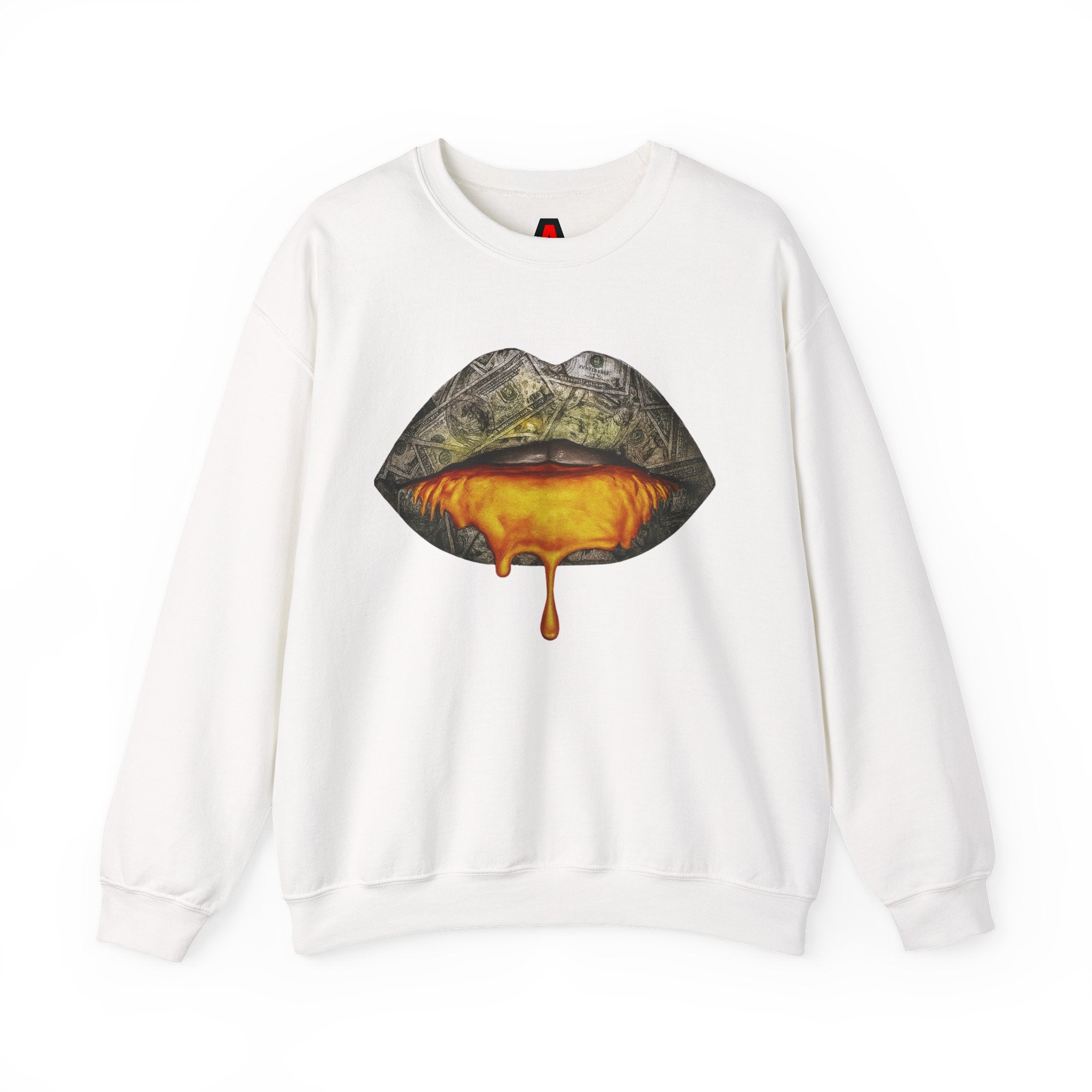 Gold Lips Drip Crewneck Sweatshirt