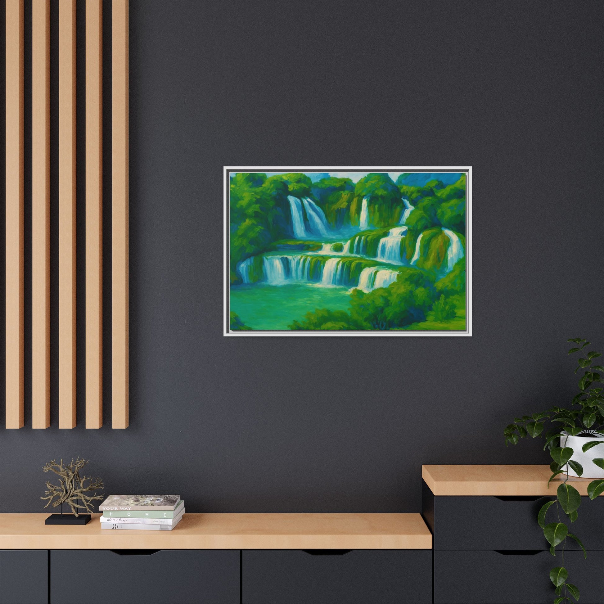 Green Serene Waterfall