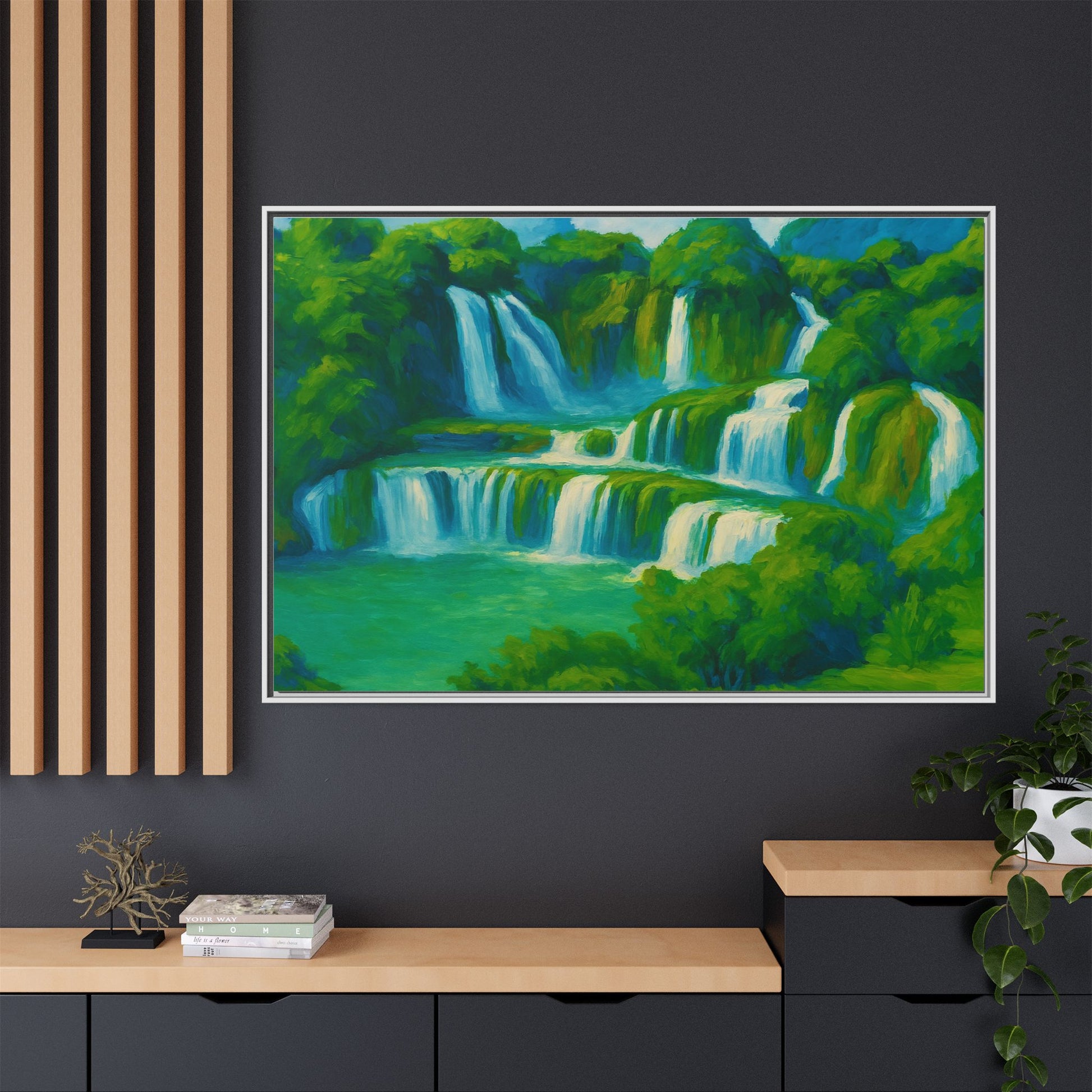 Green Serene Waterfall