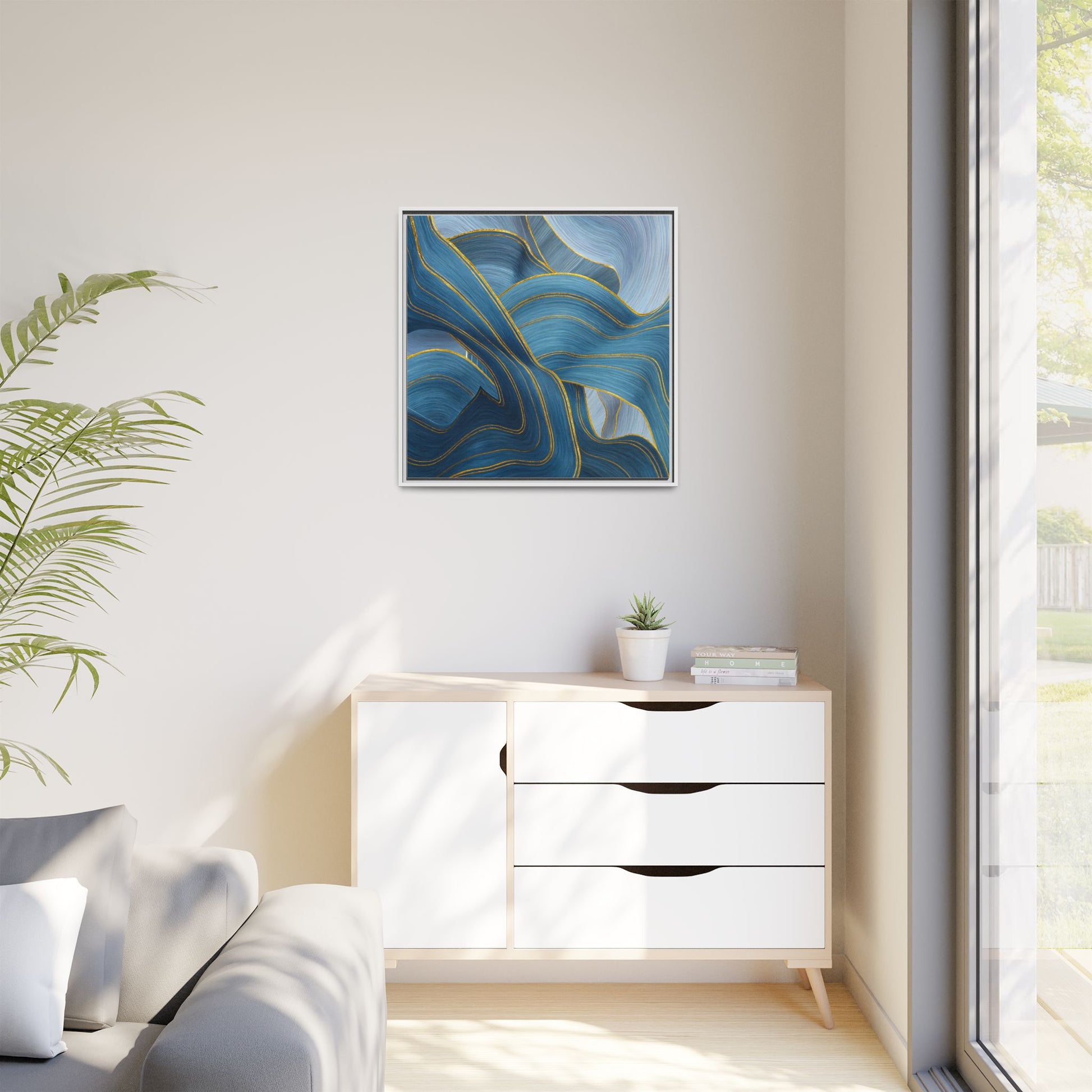 Blue Swirl Golden Trim