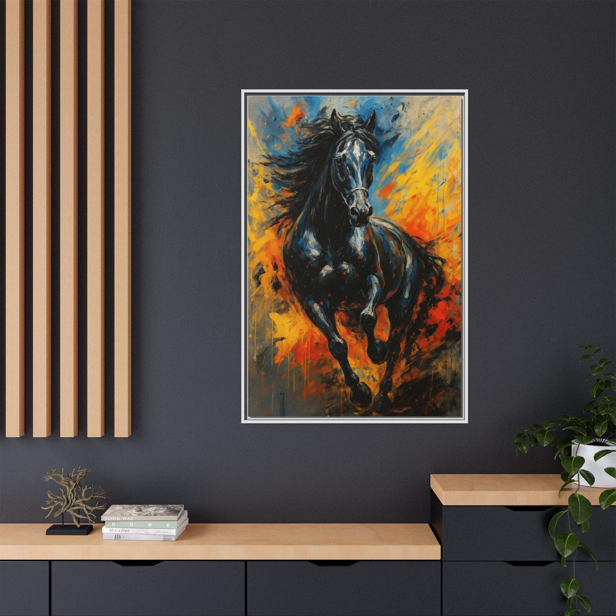 Galloping Black Stallion