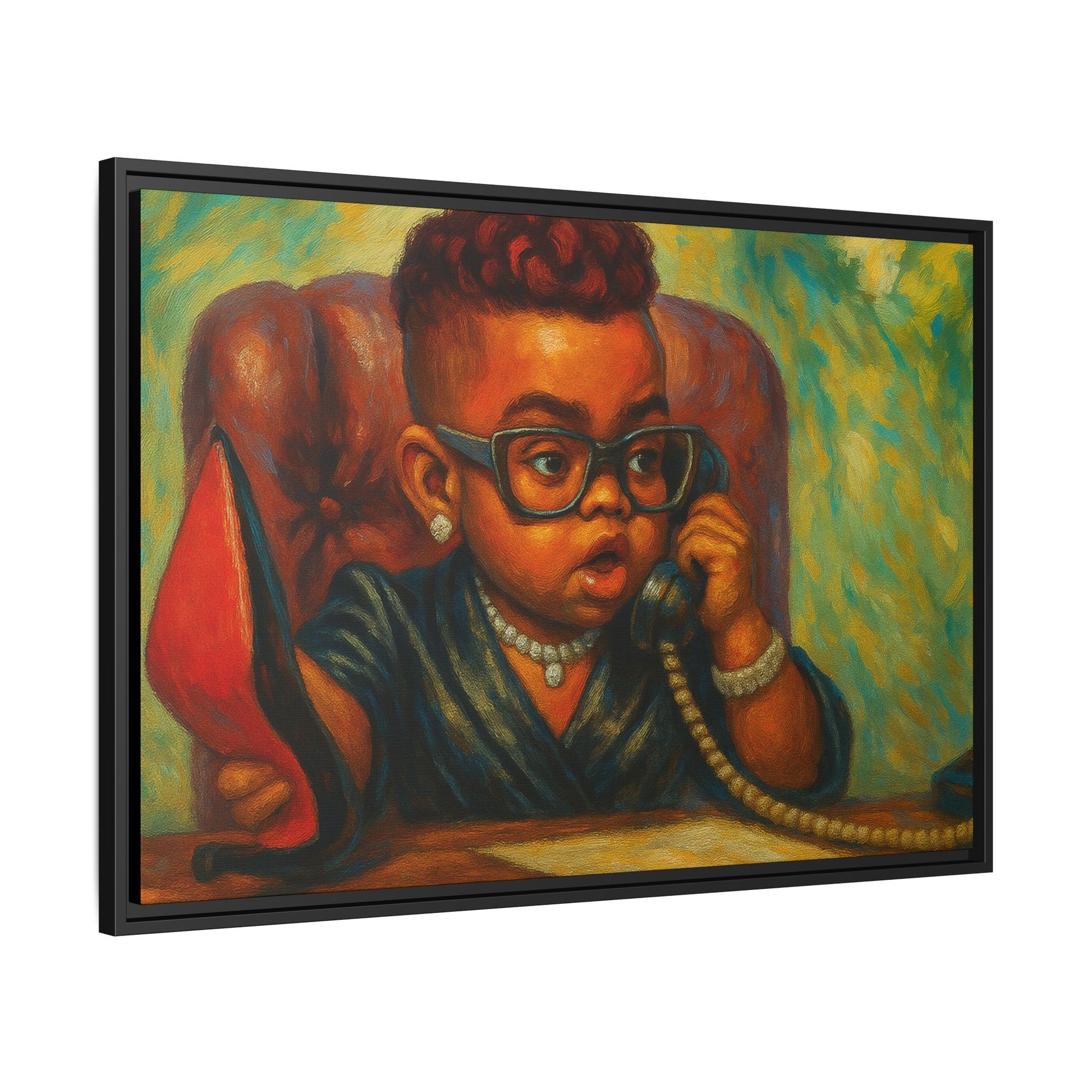 Framed Art Print: Stylish Office Decor for Home or Studio, Wall Art, Colorful Portrait, Vintage Vibe, Creative Gift Idea