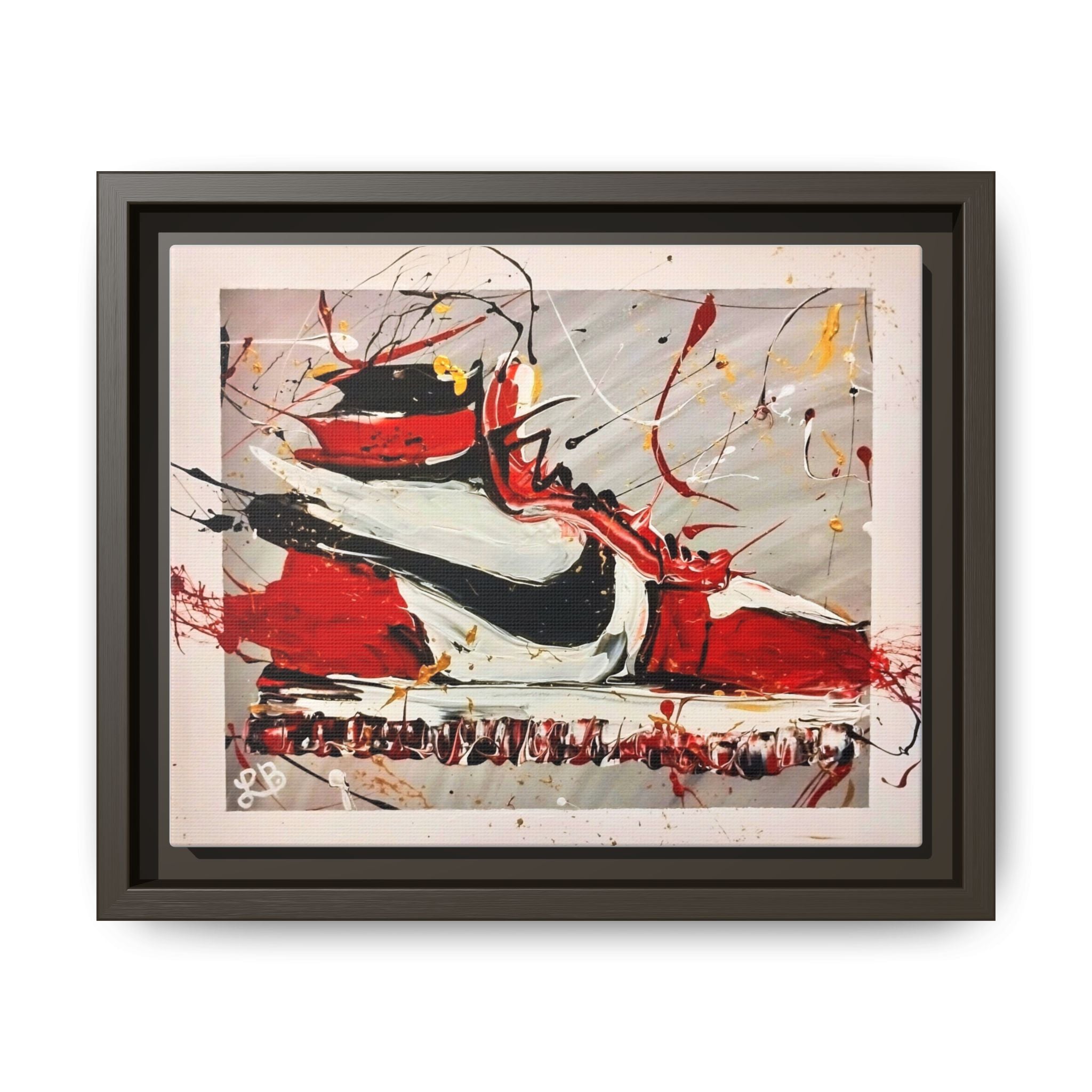 Abstract Red, White, and Black Sneaker