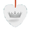 Crystal Crown Heart Ornament — Glass Keepsake for Her, Princess Holiday Decoration