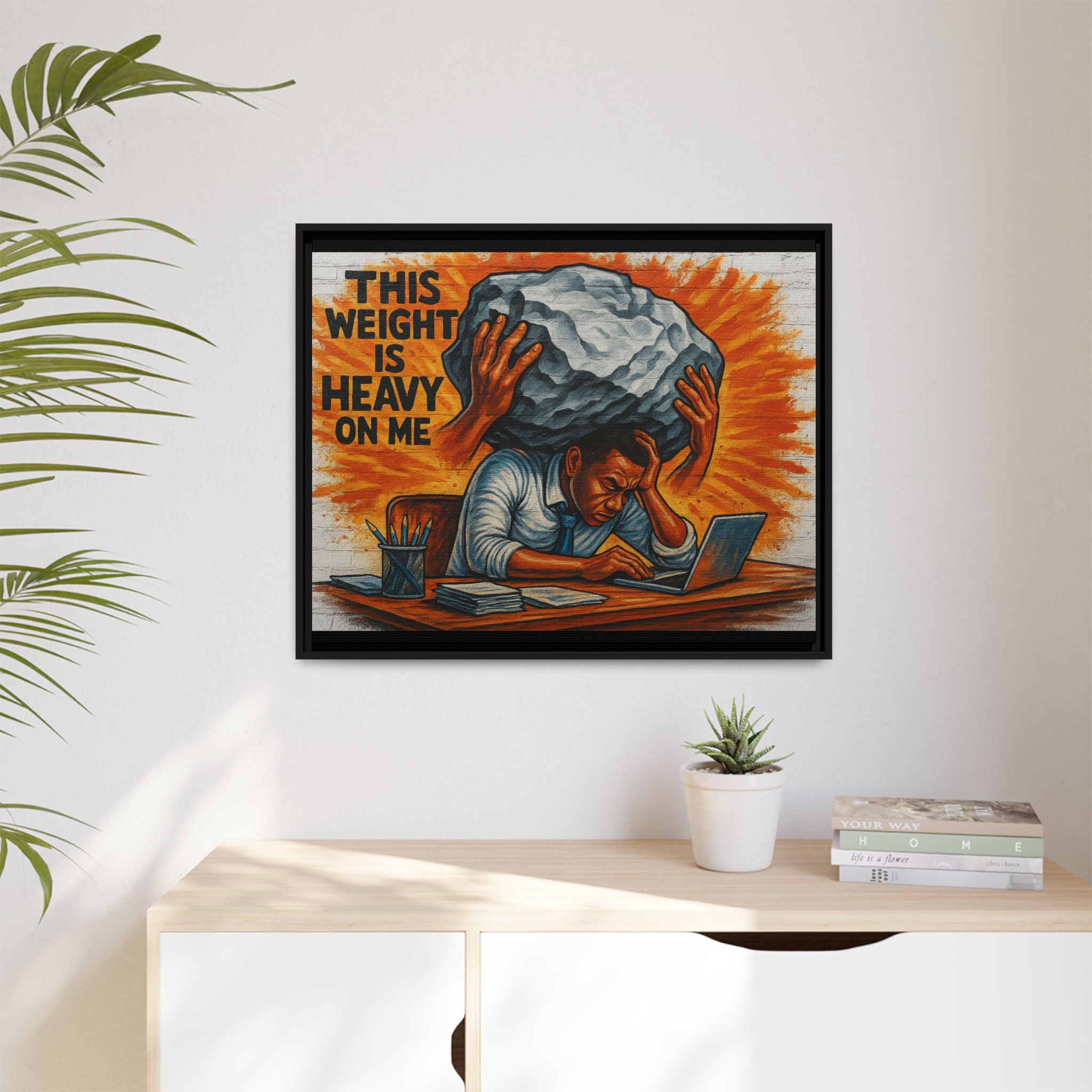 Framed Canvas Art, Stress Relief Decor, Office Wall Art, Motivational Artwork, Unique Gift for Home or Office