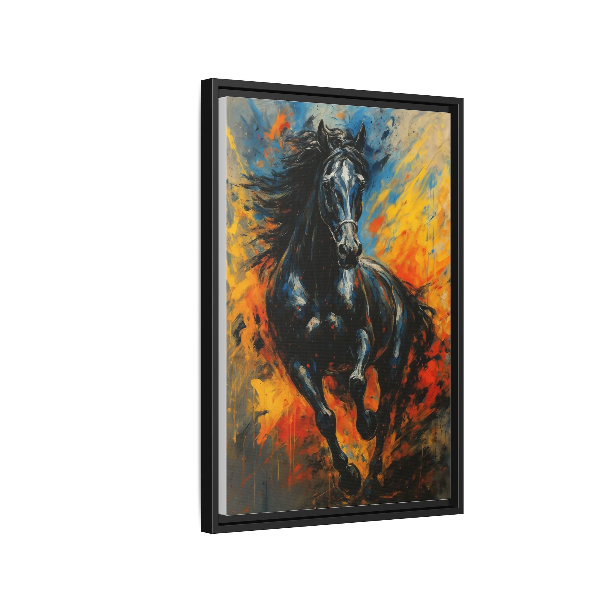 Galloping Black Stallion