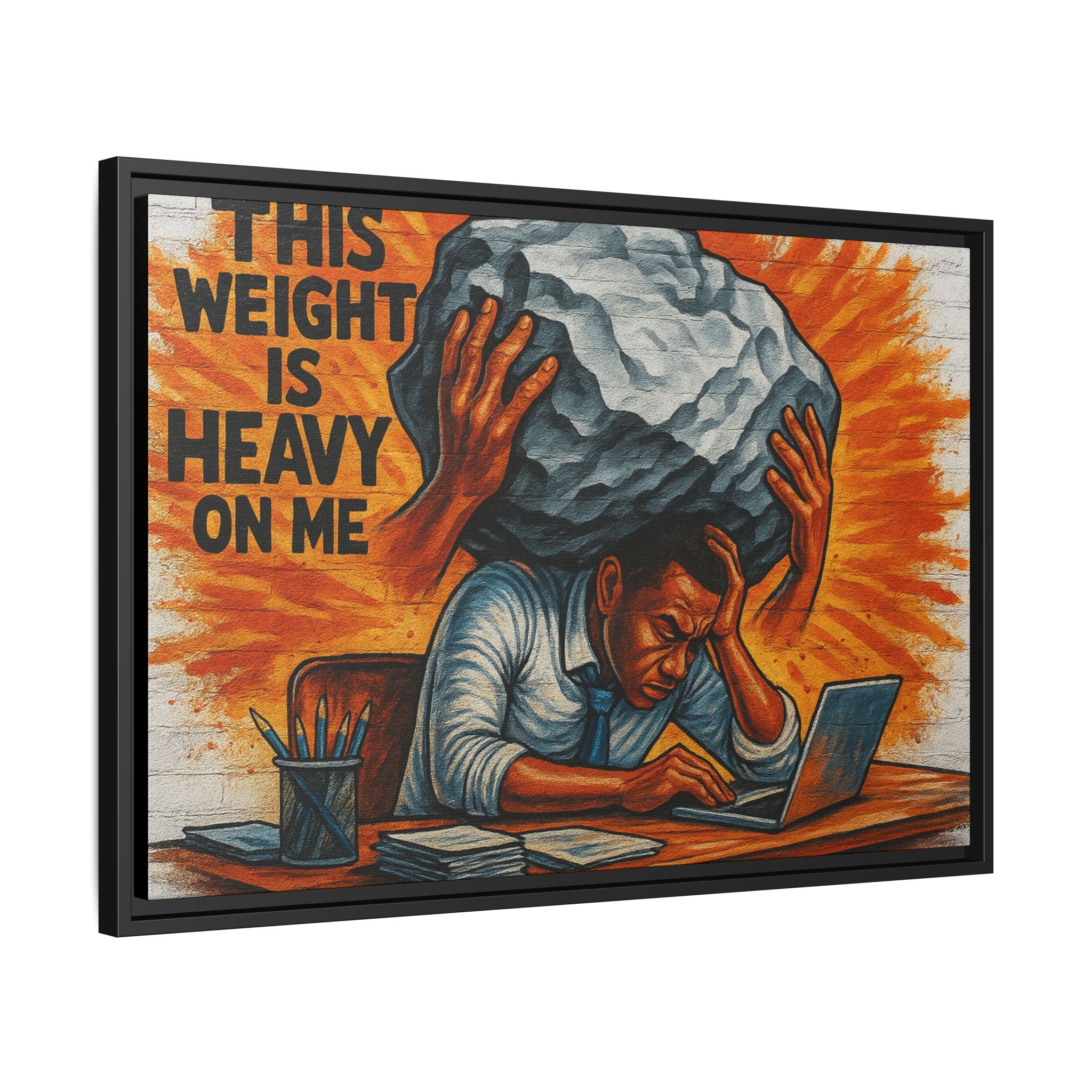 Framed Canvas Art, Stress Relief Decor, Office Wall Art, Motivational Artwork, Unique Gift for Home or Office