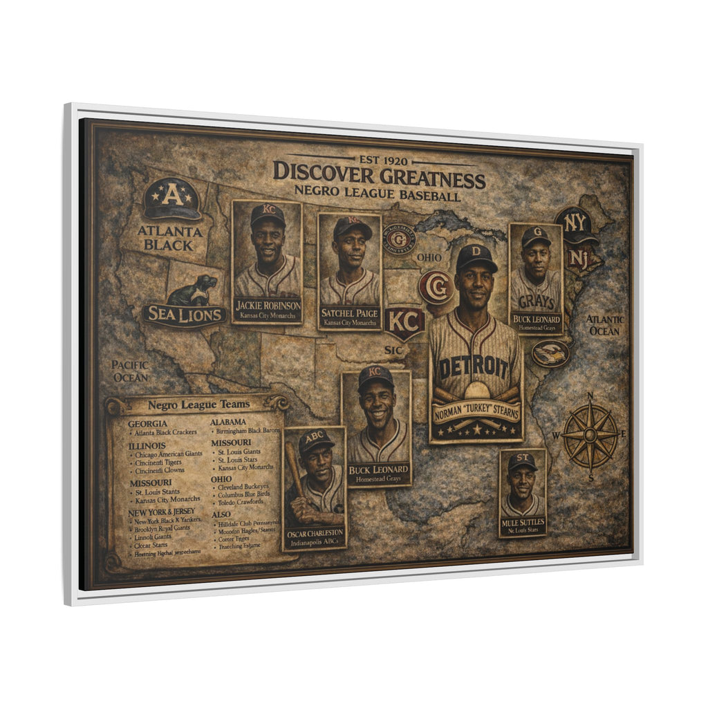 Discover Greatness Negro League Baseball Matte Framed Canvas Print