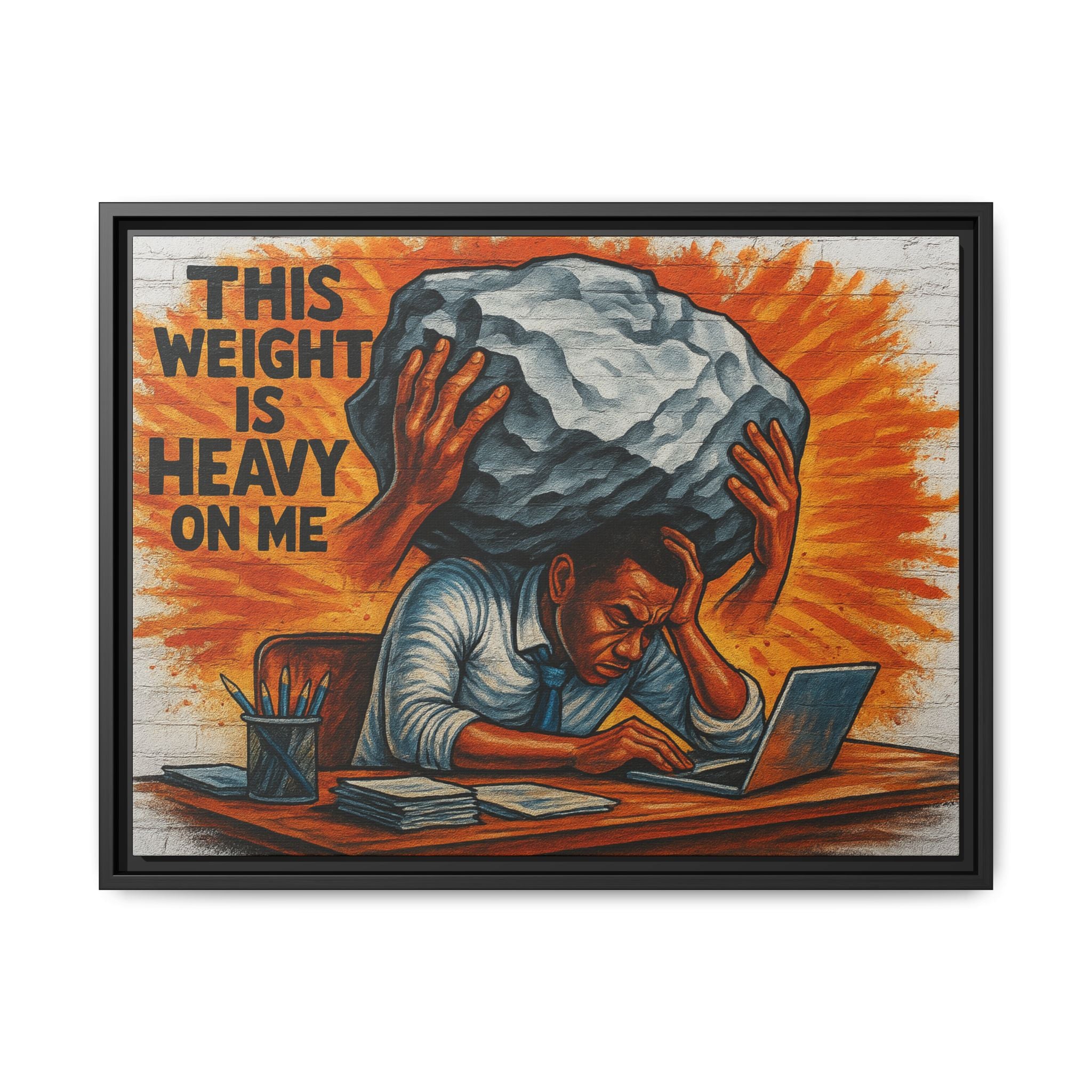 Framed Canvas Art, Stress Relief Decor, Office Wall Art, Motivational Artwork, Unique Gift for Home or Office