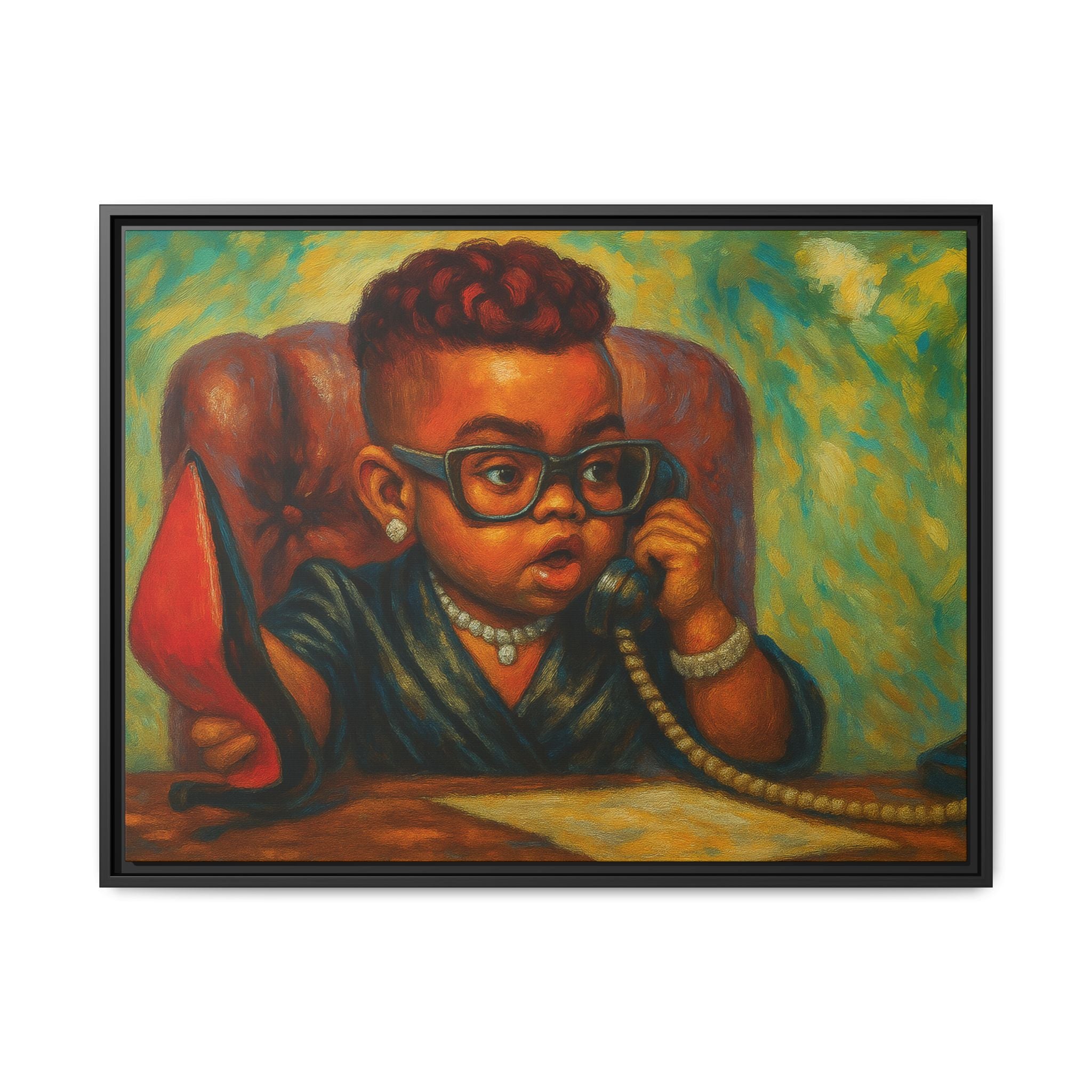 Framed Art Print: Stylish Office Decor for Home or Studio, Wall Art, Colorful Portrait, Vintage Vibe, Creative Gift Idea