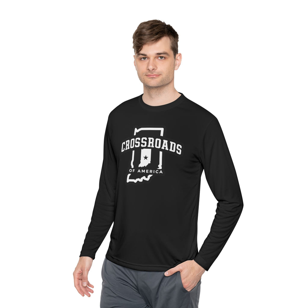 Crossroads of America Long Sleeve Tee — Indiana Retro Road Trip Shirt