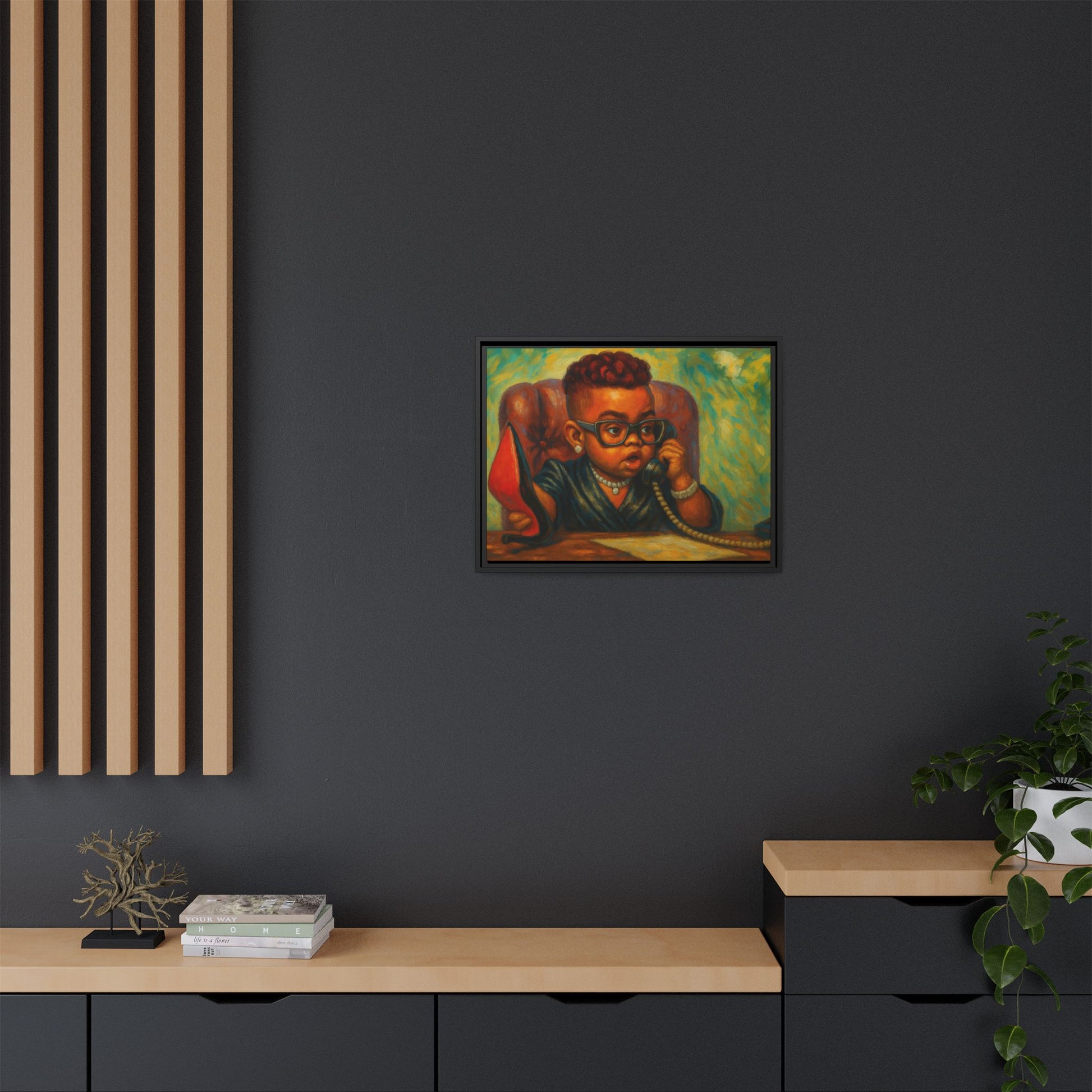 Framed Art Print: Stylish Office Decor for Home or Studio, Wall Art, Colorful Portrait, Vintage Vibe, Creative Gift Idea