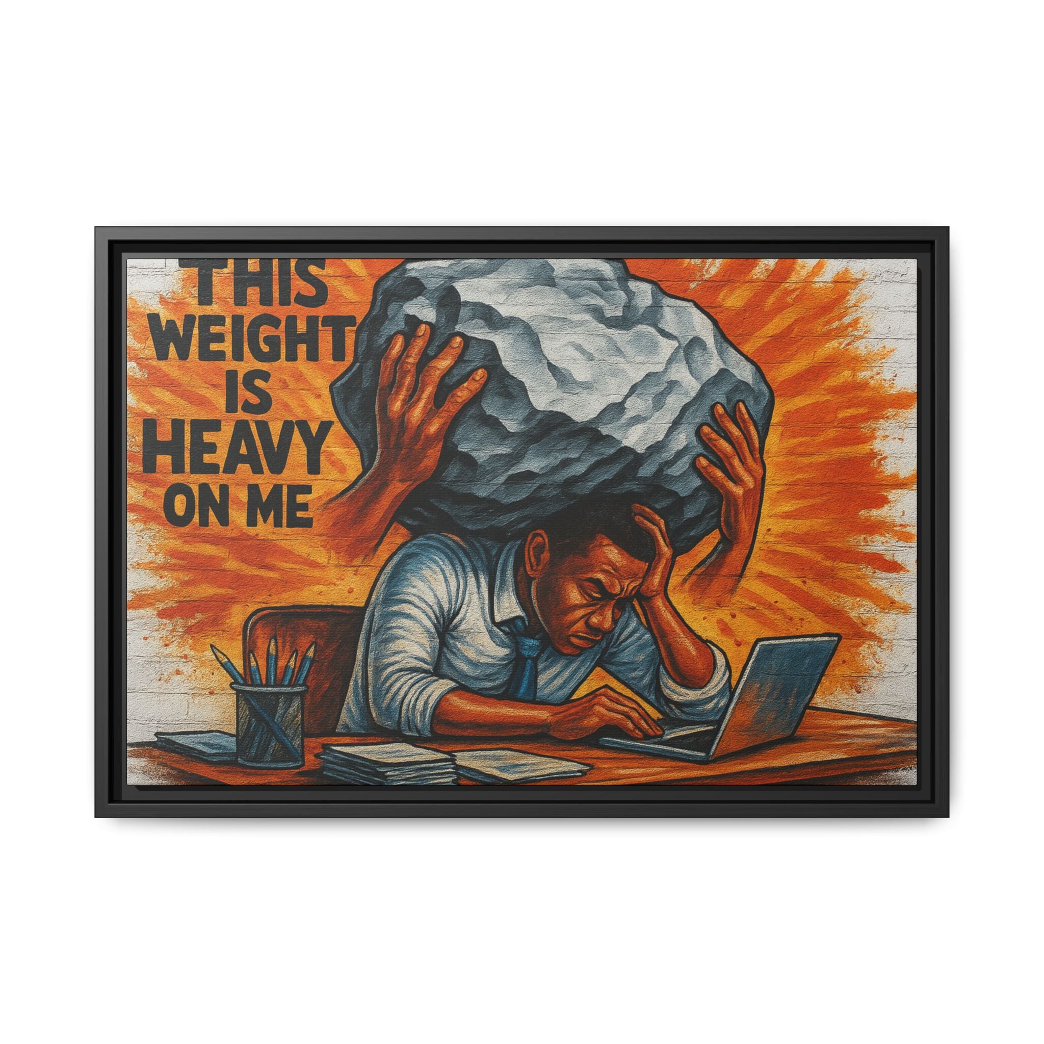 Framed Canvas Art, Stress Relief Decor, Office Wall Art, Motivational Artwork, Unique Gift for Home or Office