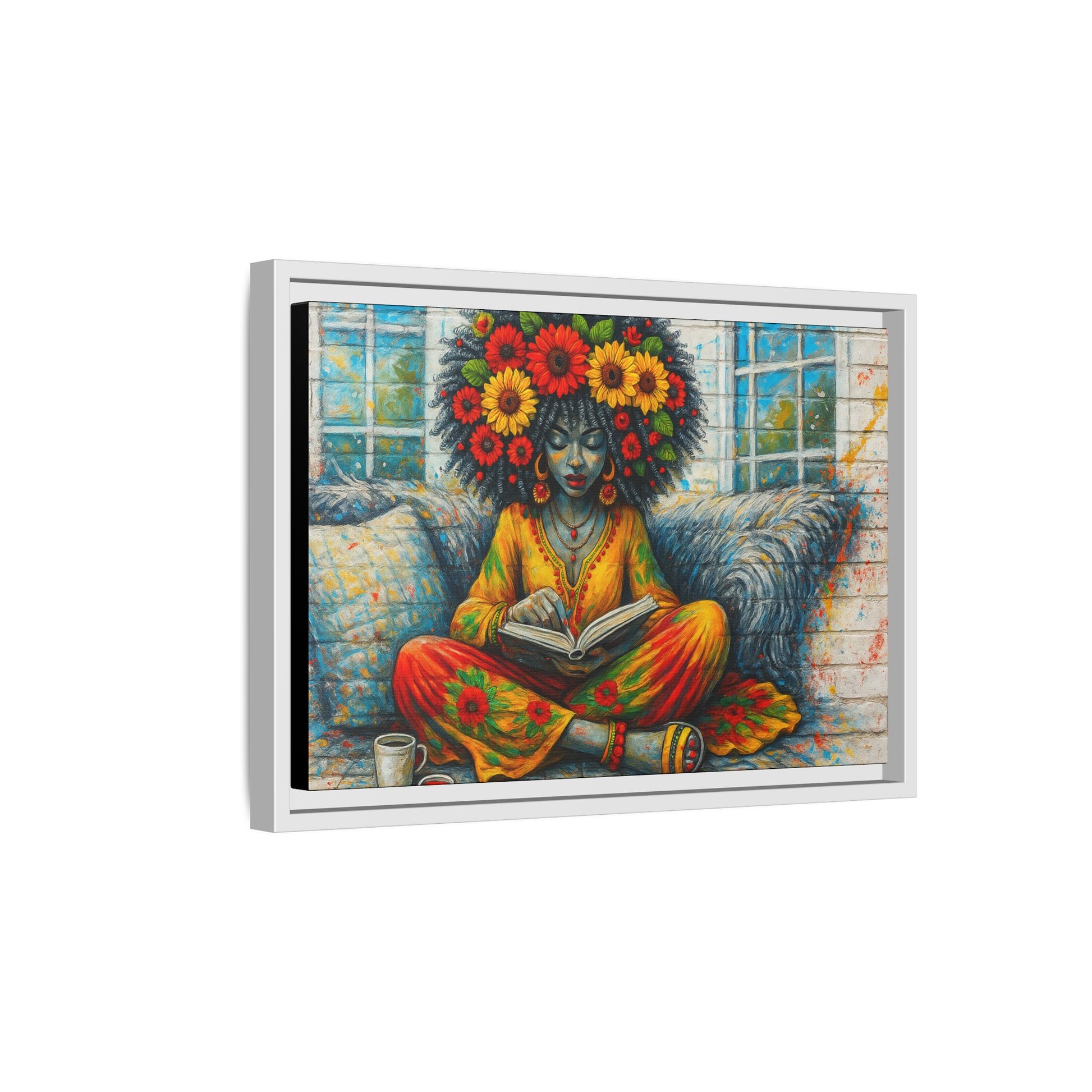 Colorful Flower Reading Girl