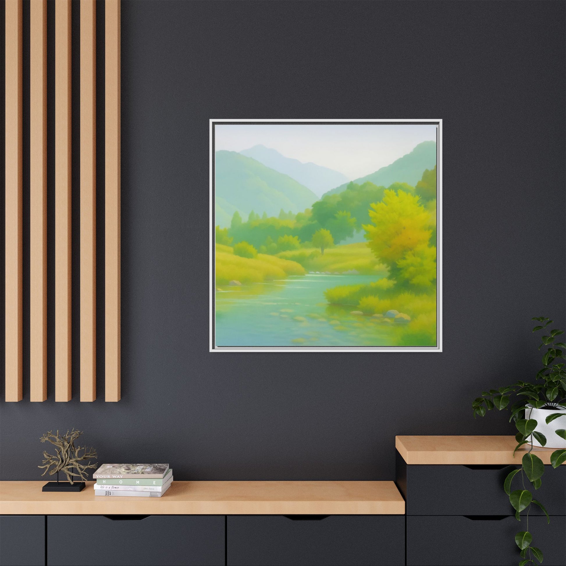 Calming River Green Landscape
