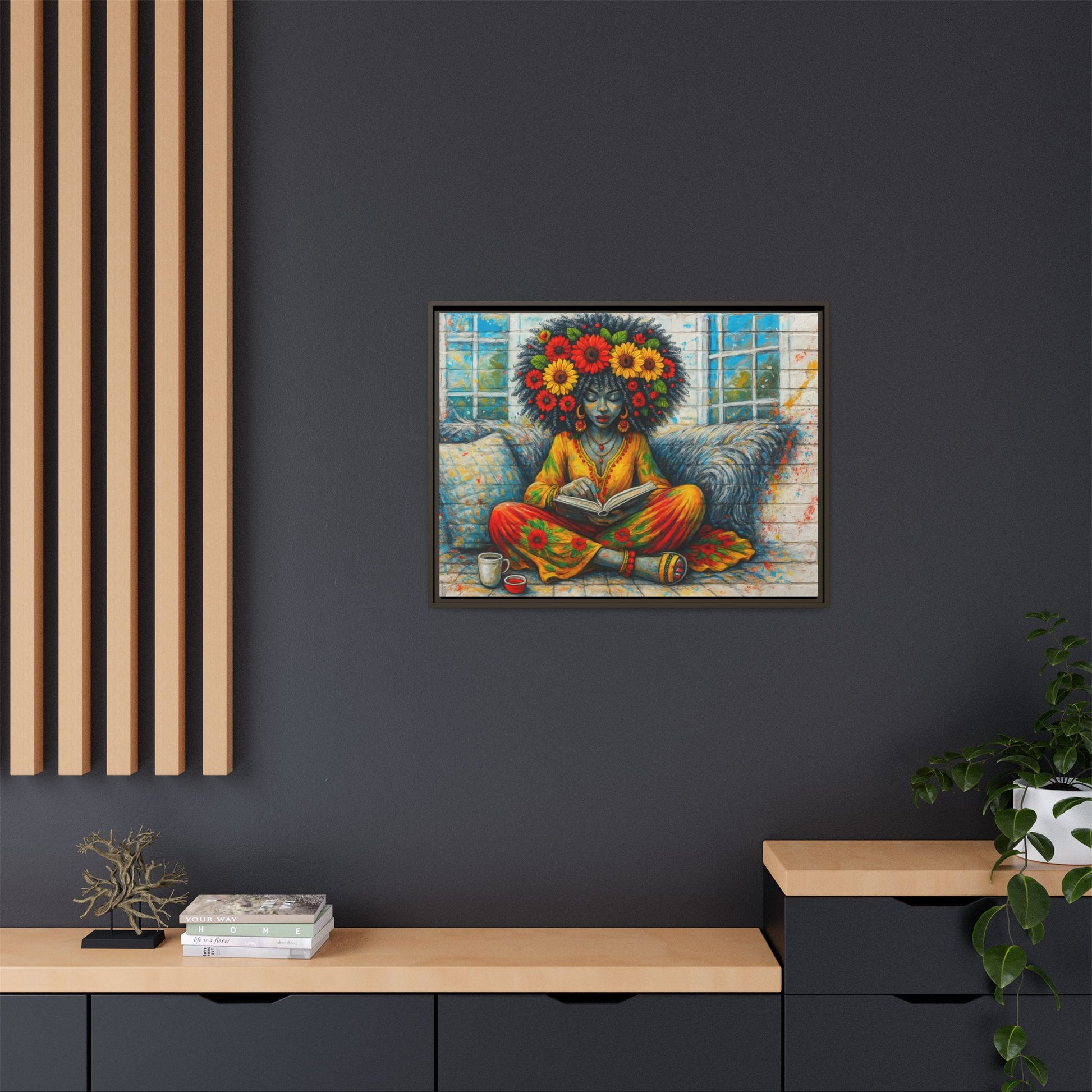 Colorful Flower Reading Girl