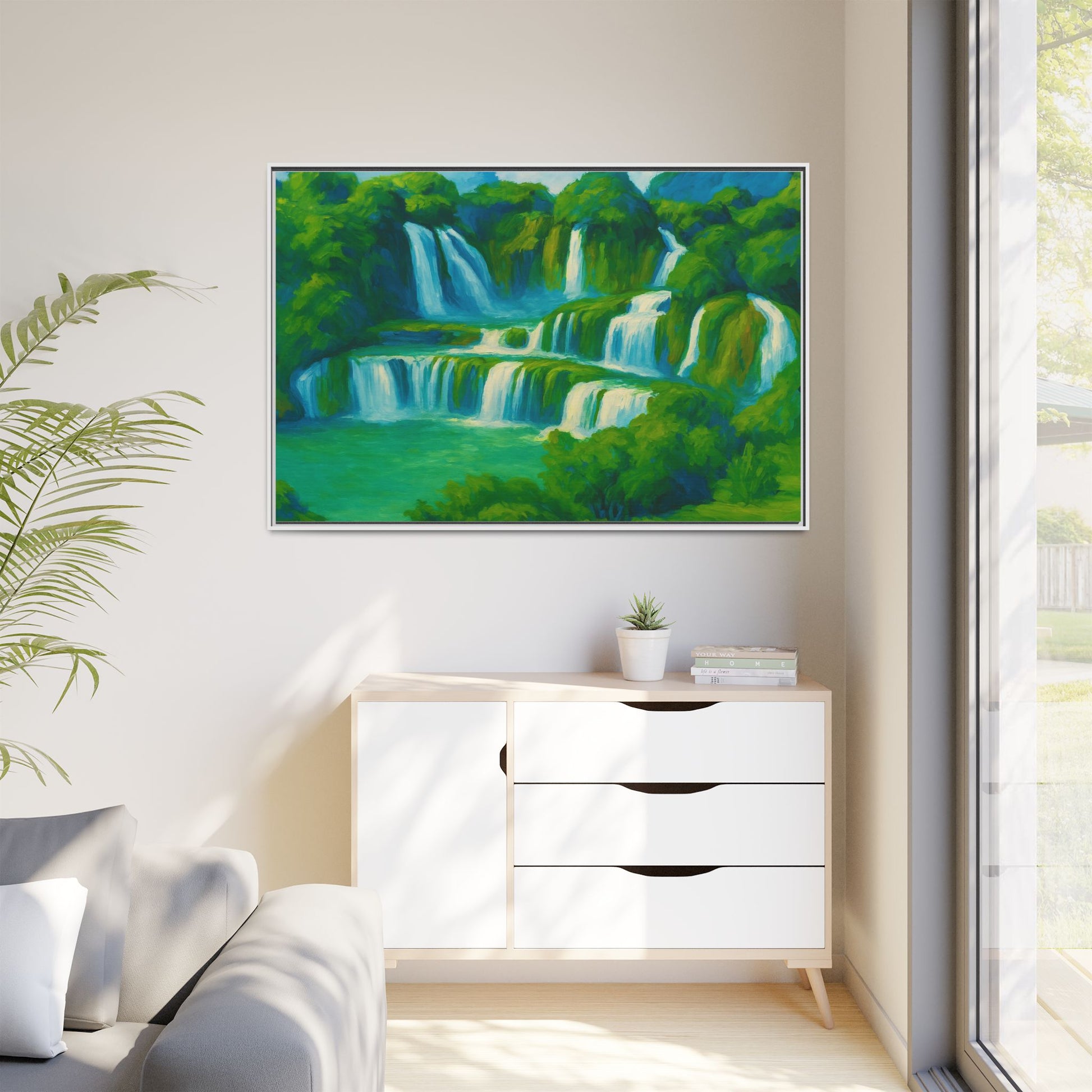 Green Serene Waterfall