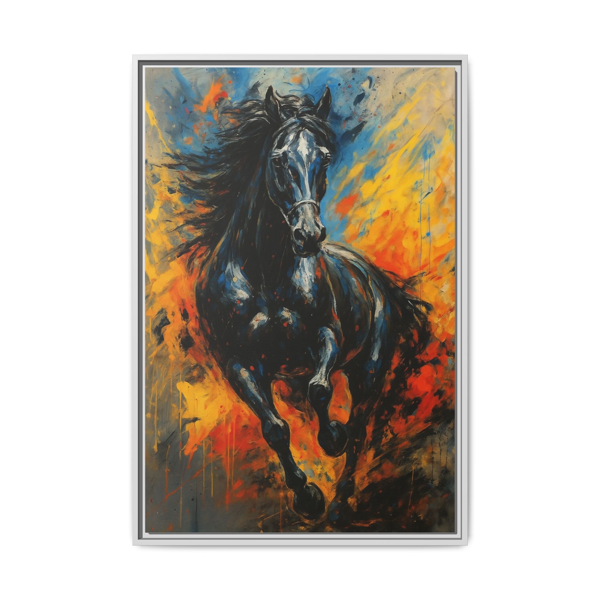 Galloping Black Stallion