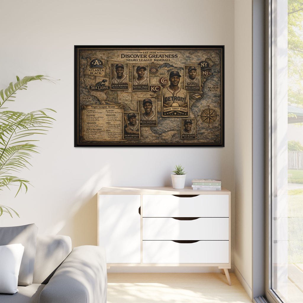 Discover Greatness Negro League Baseball Matte Framed Canvas Print