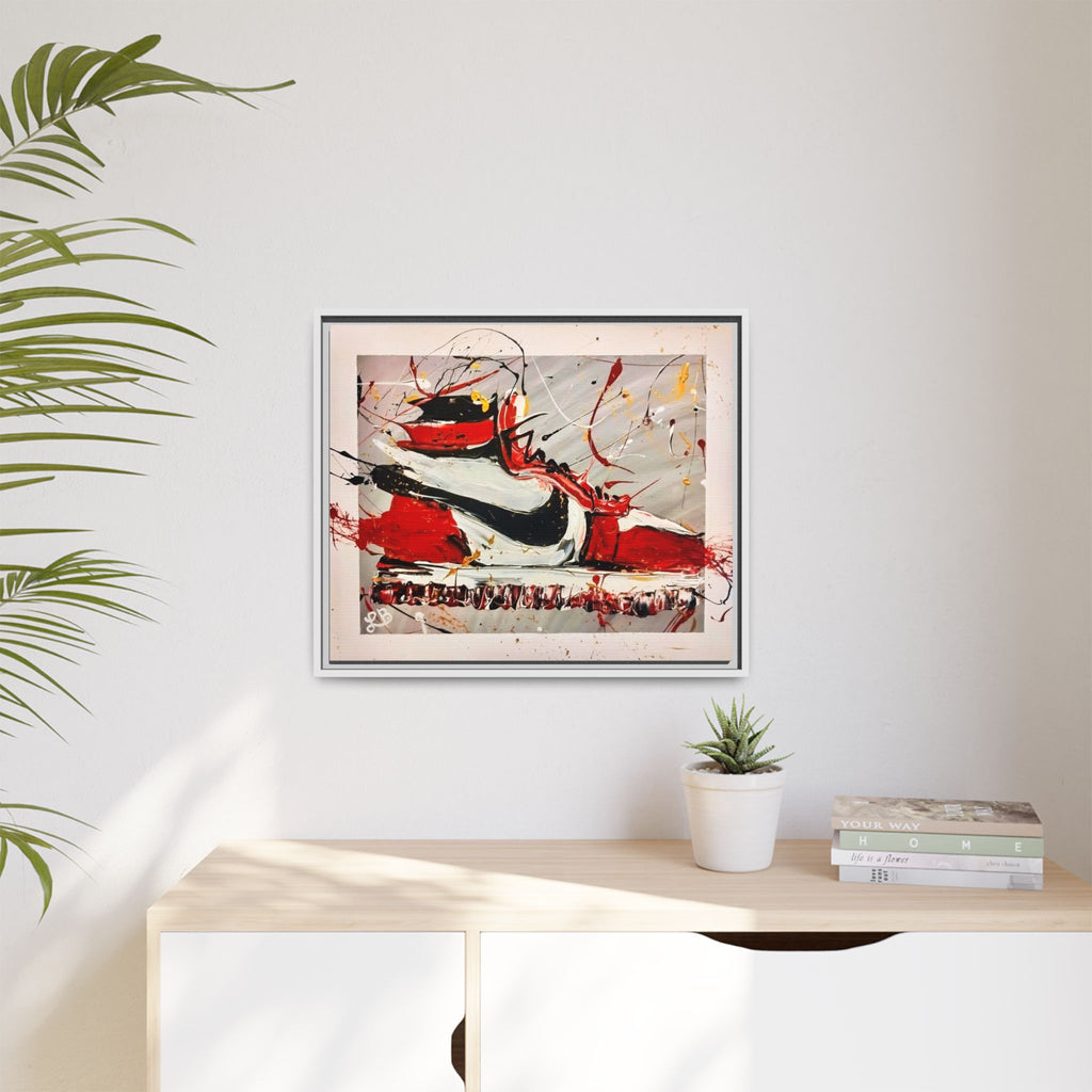 Abstract Red, White, and Black Sneaker