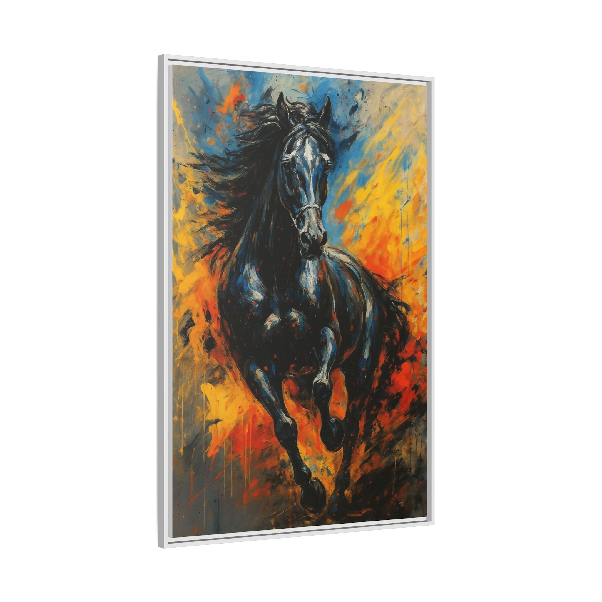 Galloping Black Stallion