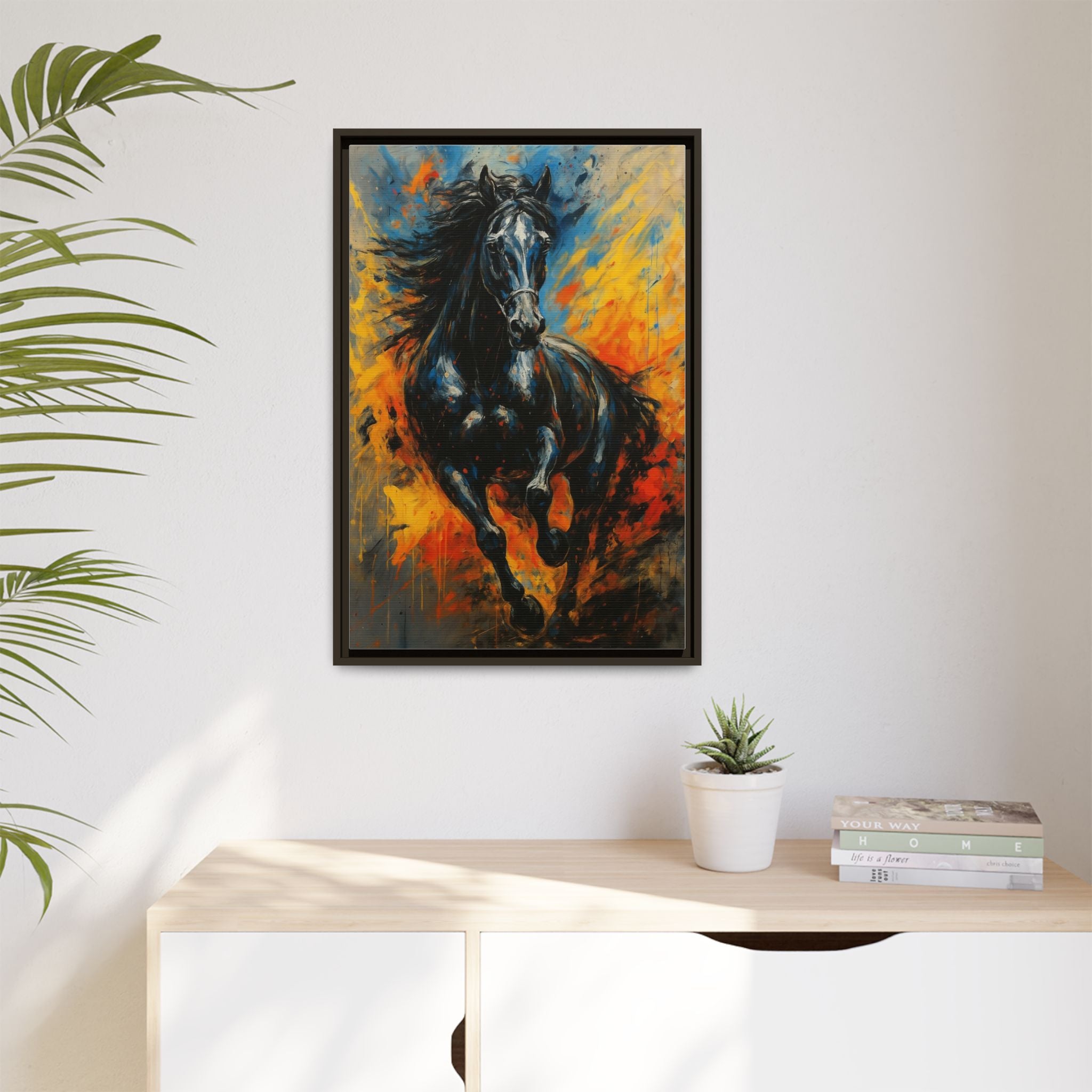 Galloping Black Stallion