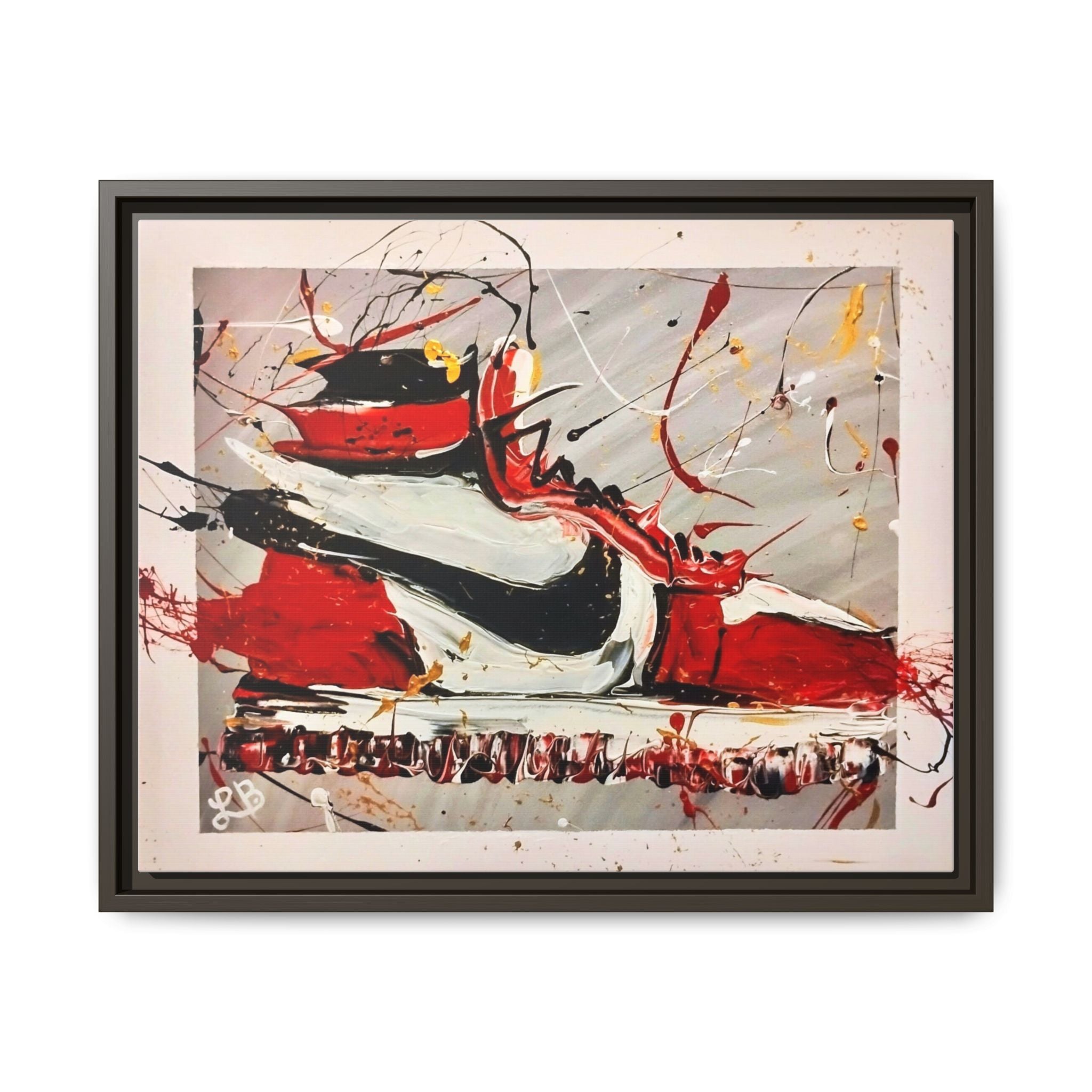 Abstract Red, White, and Black Sneaker