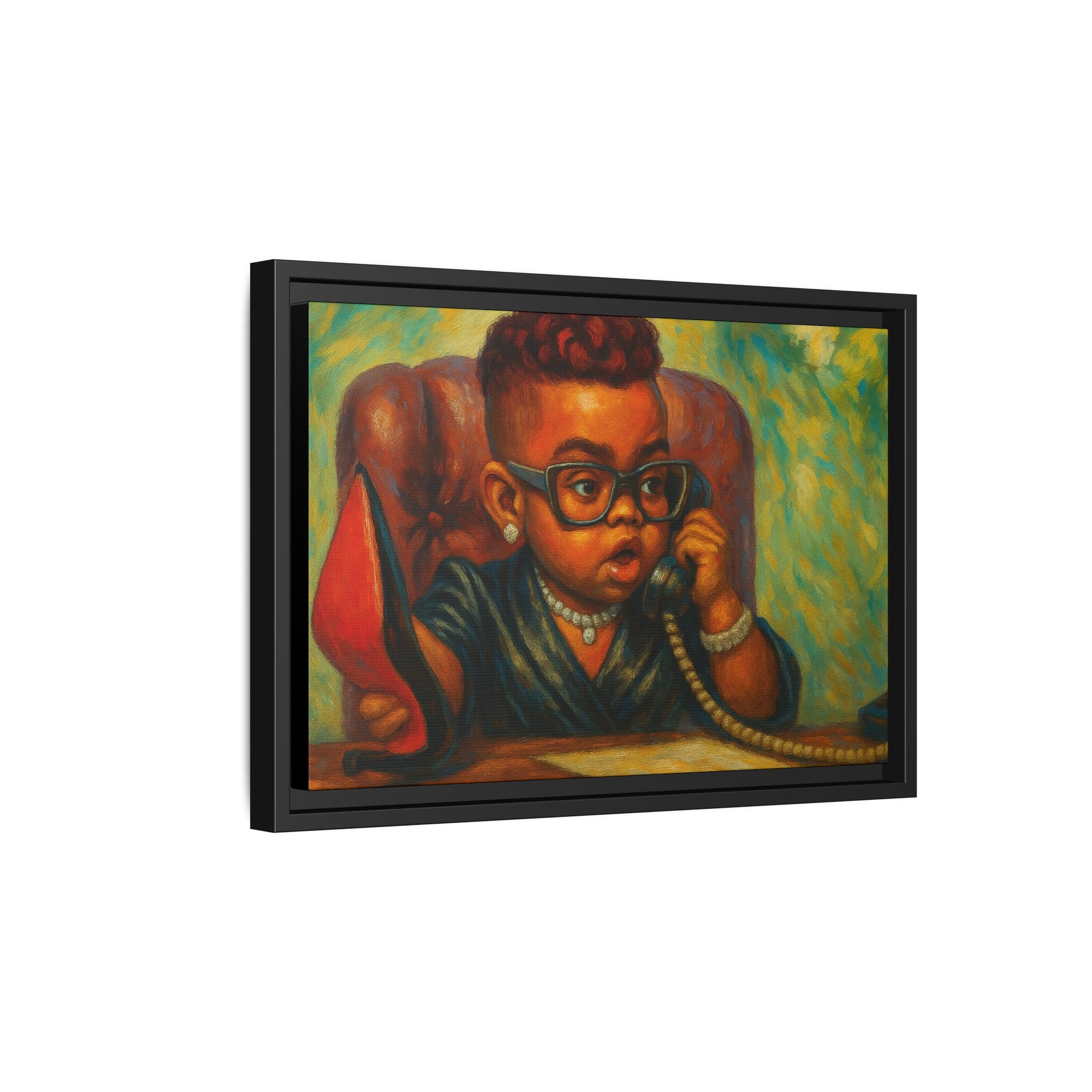 Framed Art Print: Stylish Office Decor for Home or Studio, Wall Art, Colorful Portrait, Vintage Vibe, Creative Gift Idea