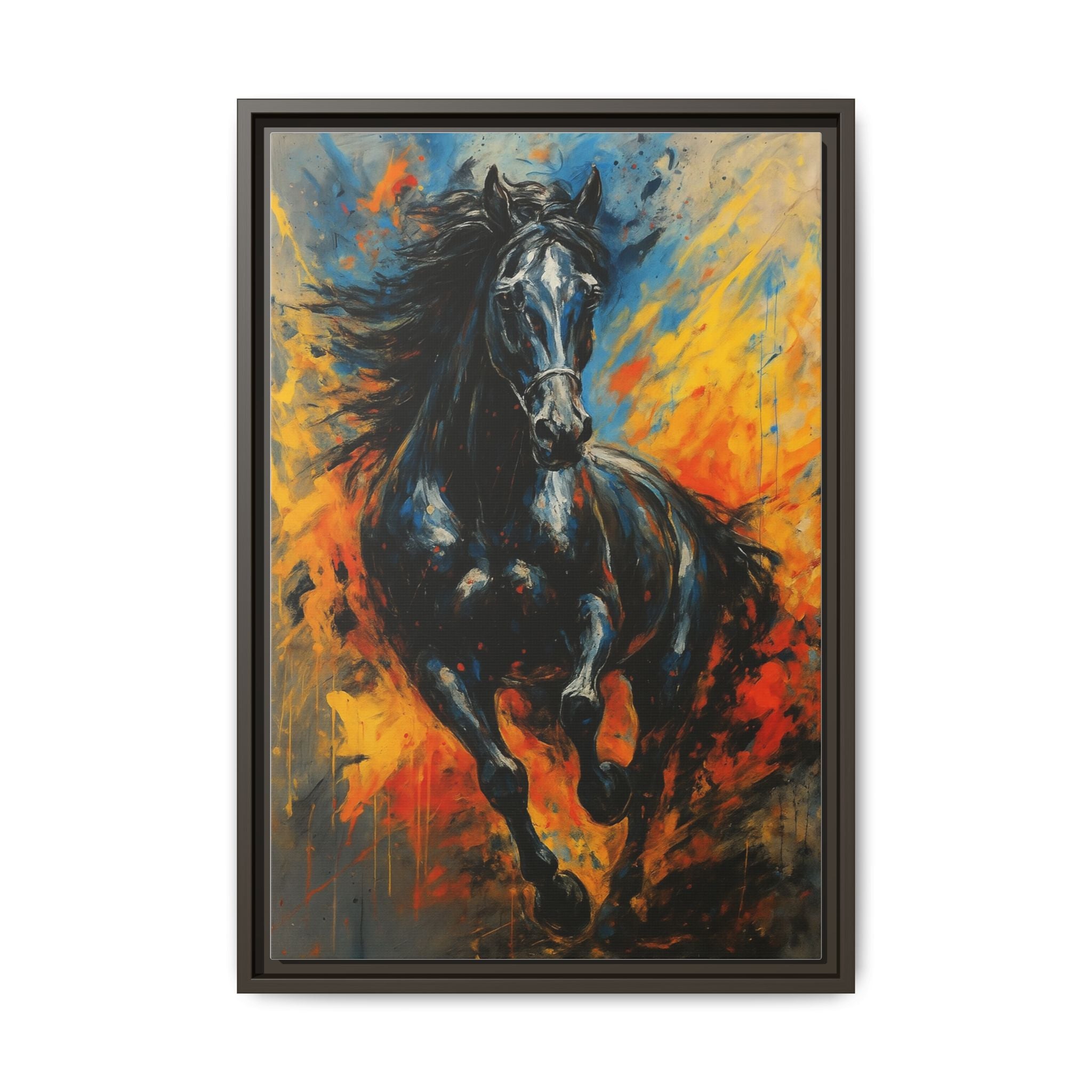 Galloping Black Stallion